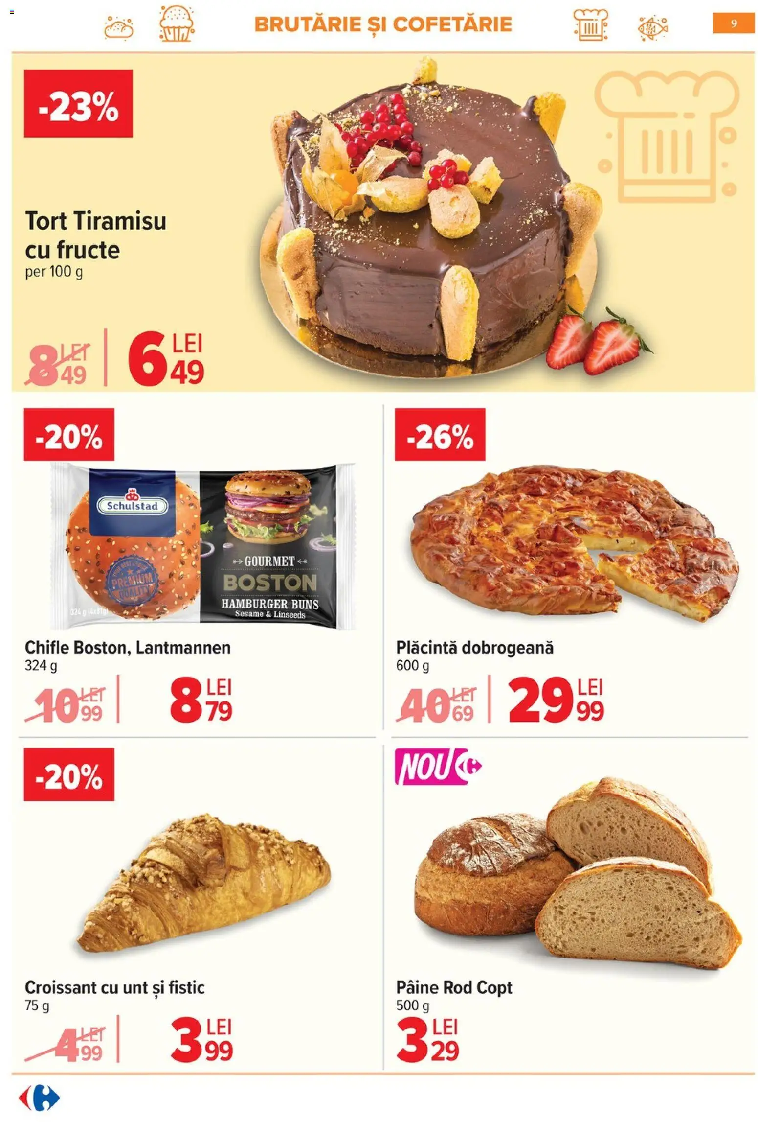 Noul catalog Carrefour – valabil de la 06.05.2026 | Pagină: 12 | Produse: Tort, Unt, Tiramisu, Fistic
