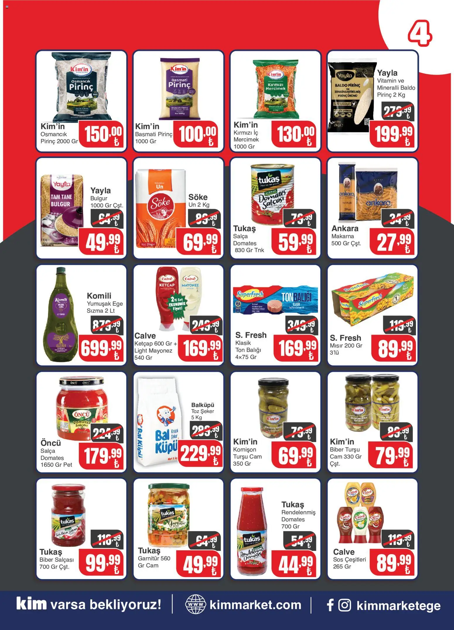 Kim Market Katalog - 06 Temmuz 2026 tarihinden itibaren geçerlidir | Sayfa: 4 | Ürünler: Pirinç, Makarna, Sos, Toz şeker