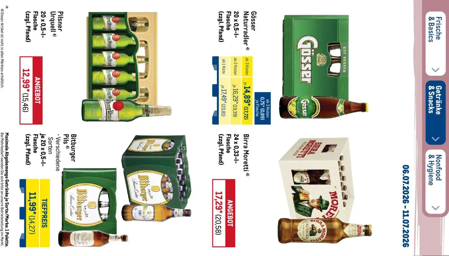 Metro Prospekt – gültig ab 06.07.2026 | Seite: 30 | Produkte: Bitburger, Pilsner urquell