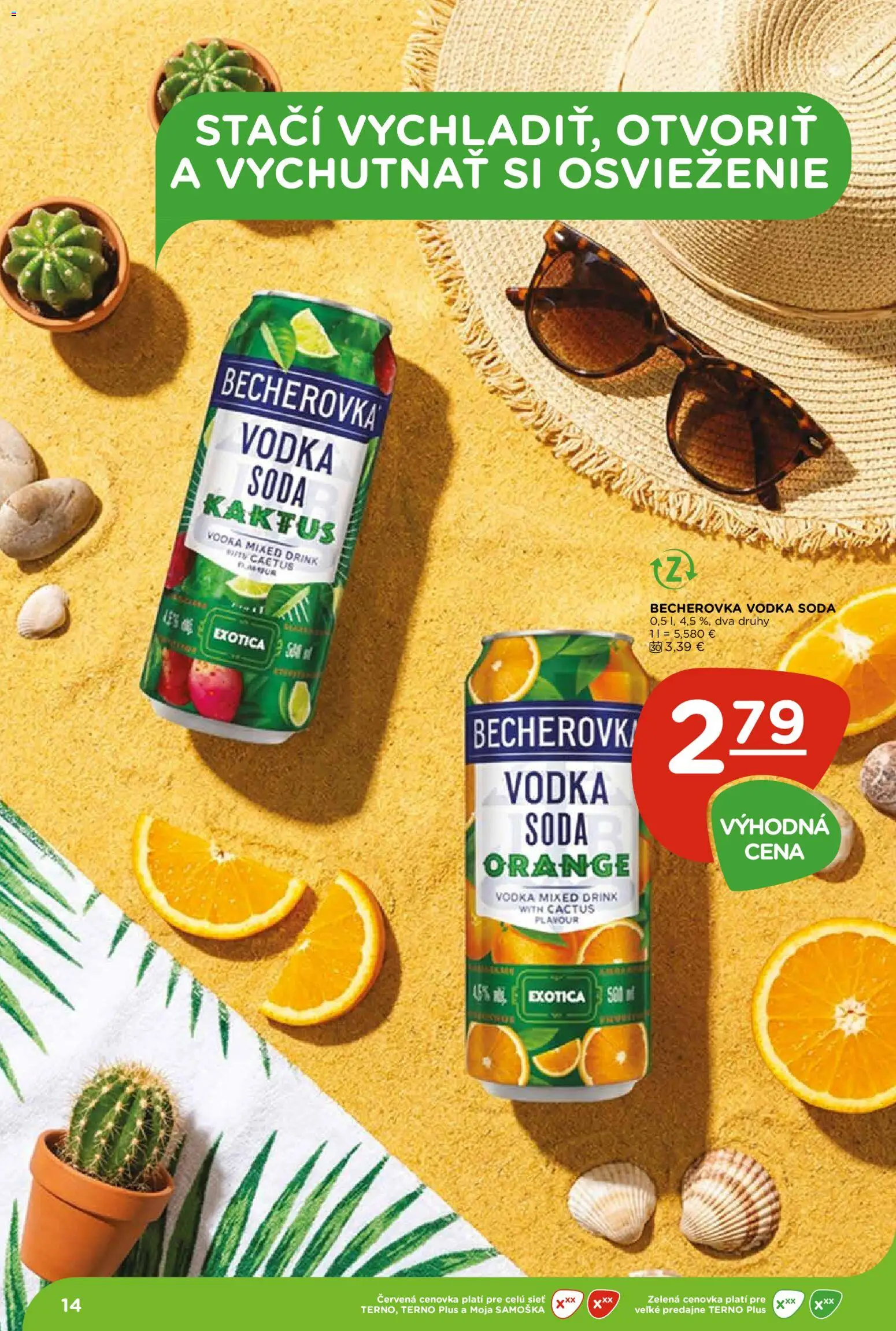 Nové Terno akcie – leták je platný od 09.07.2026 | Strana: 14 | Produkty: Becherovka, Vodka