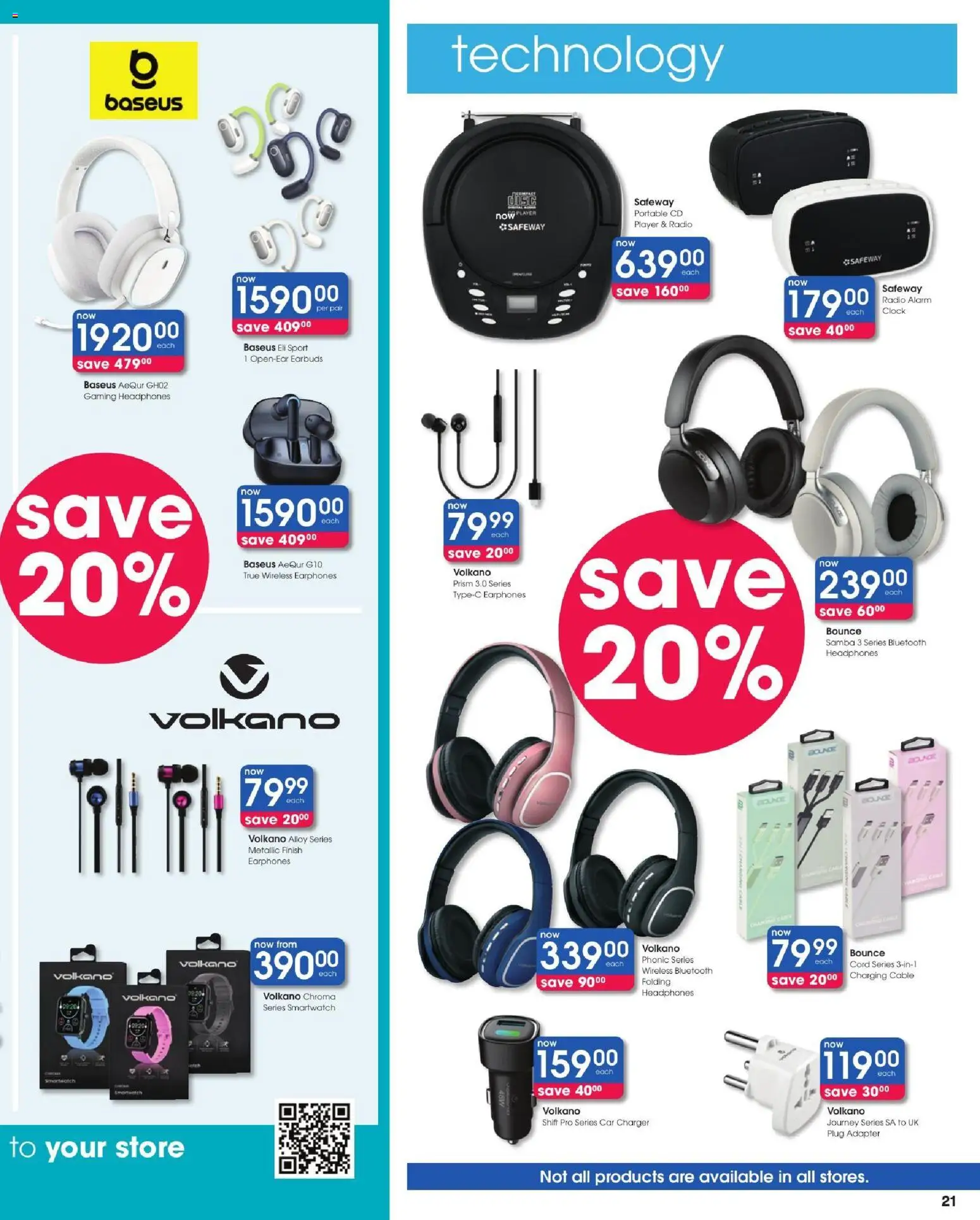 New Clicks catalogue – valid from 11/08/2026 | Page: 21 | Products: Earbuds, Alarm clock, Headphones, Clock