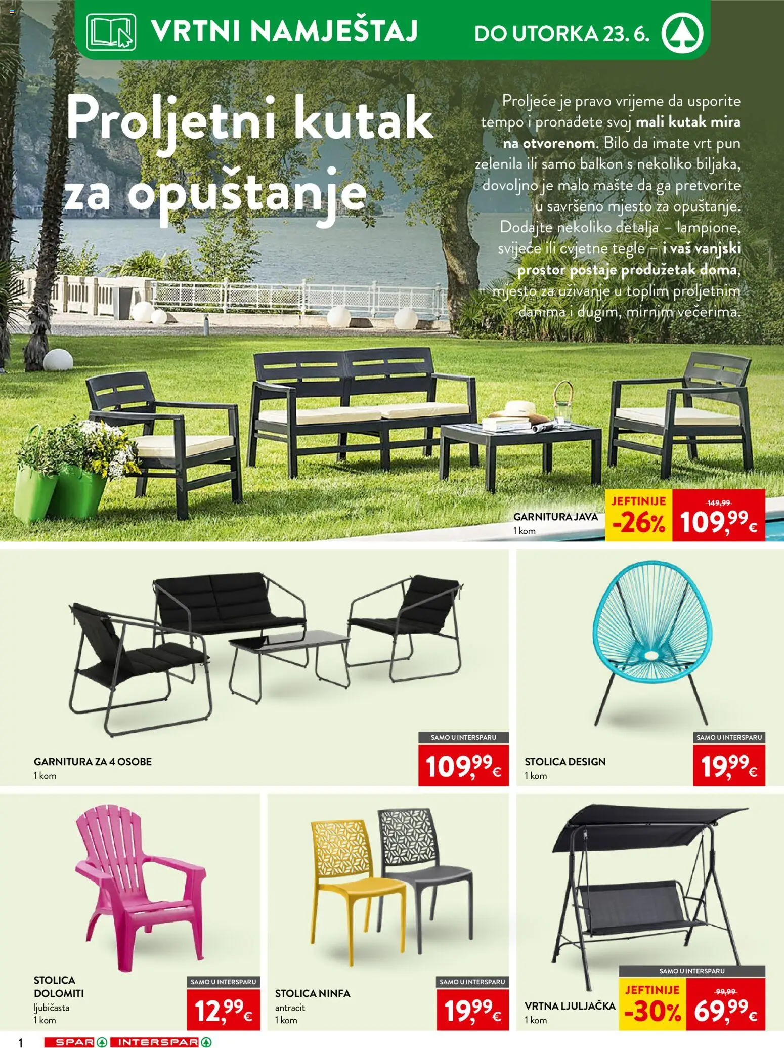 Spar katalog | vrijedi od 10.06.2026 | Stranica: 34 | Proizvodi: Stolica, Vrtni namještaj, Ljuljačka