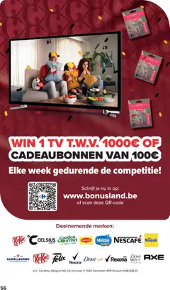 Carte cadeau-Kaart, Carrefour Gift Card - Voorbeeld van een folder van Carrefour, geldig van 01/07/2026 | Pagina: 56 | Producten: Tv, Kaart