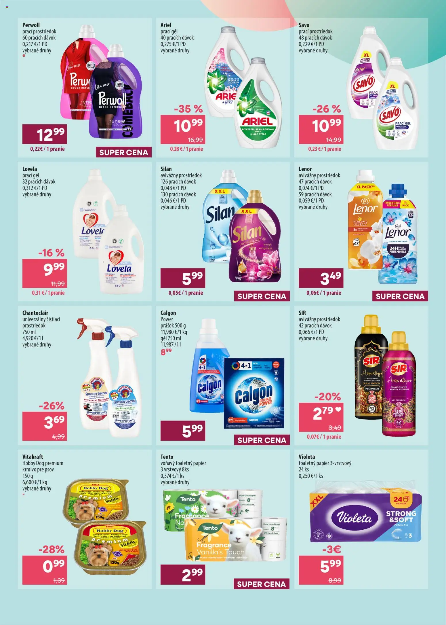 Nové 101 drogerie akcie – leták je platný od 21.10.2026 | Strana: 9 | Produkty: Perwoll, Krmivo pre psov, Toaletný papier 3vrstvový, Lenor