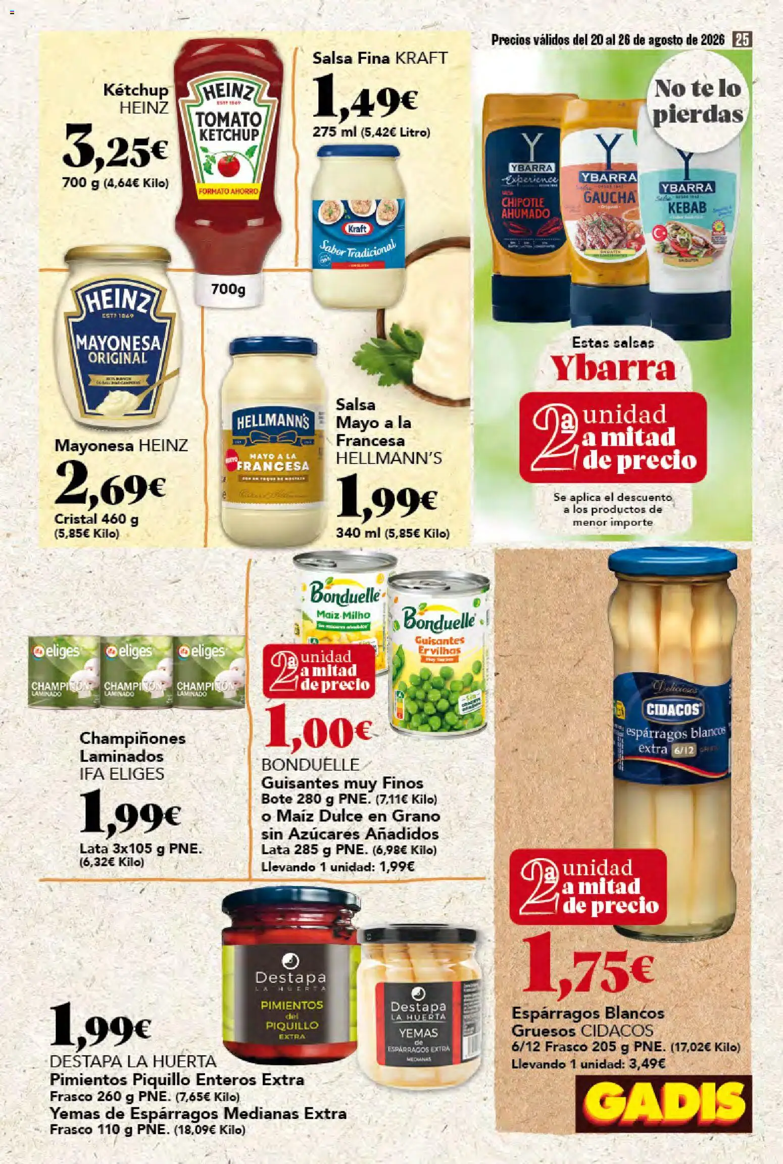 Gadis folleto │ válido desde el 20/08/2026 | Página: 25 | Productos: Salsas, Kétchup, Té, Mayonesa