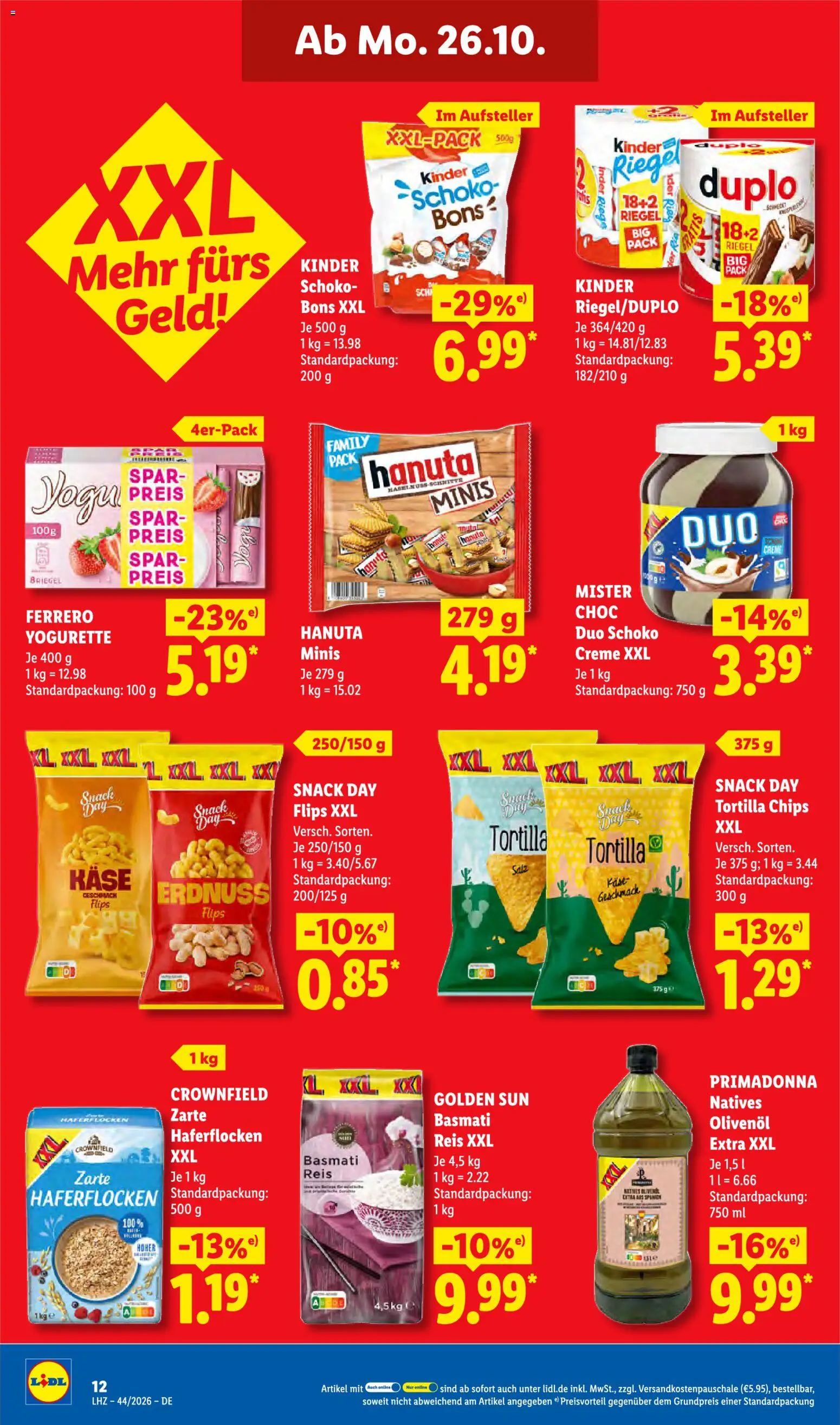 Lidl Německo leták od 26.10.2026 | Strana: 24 | Produkty: Tortilla chips, Basmati, Tortilla, Kaše