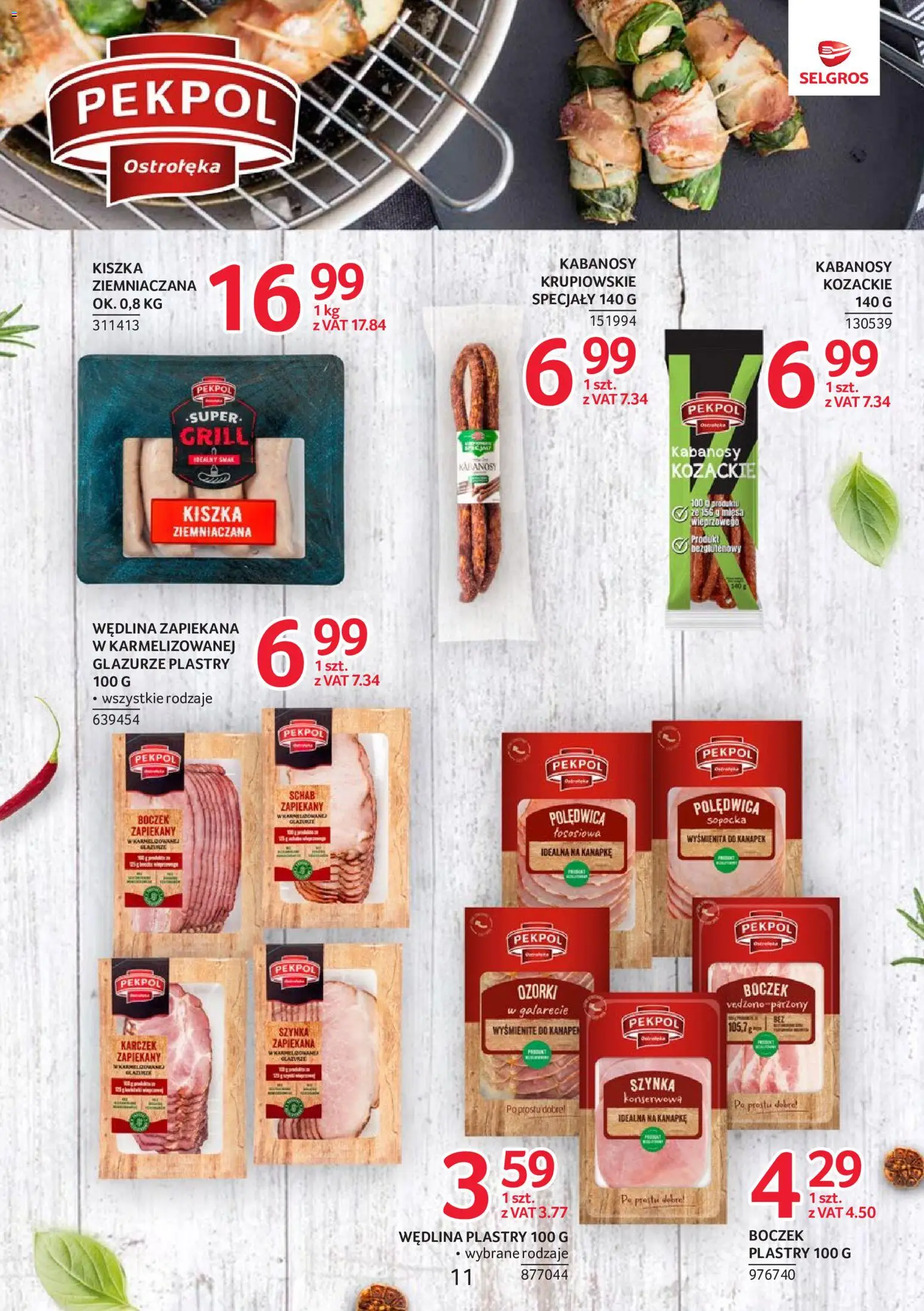 Selgros cash&carry gazetka - Markowe produkty od 07.05.2026 | Strona: 11 | Produkty: Schab, Grill, Kabanosy, Boczek