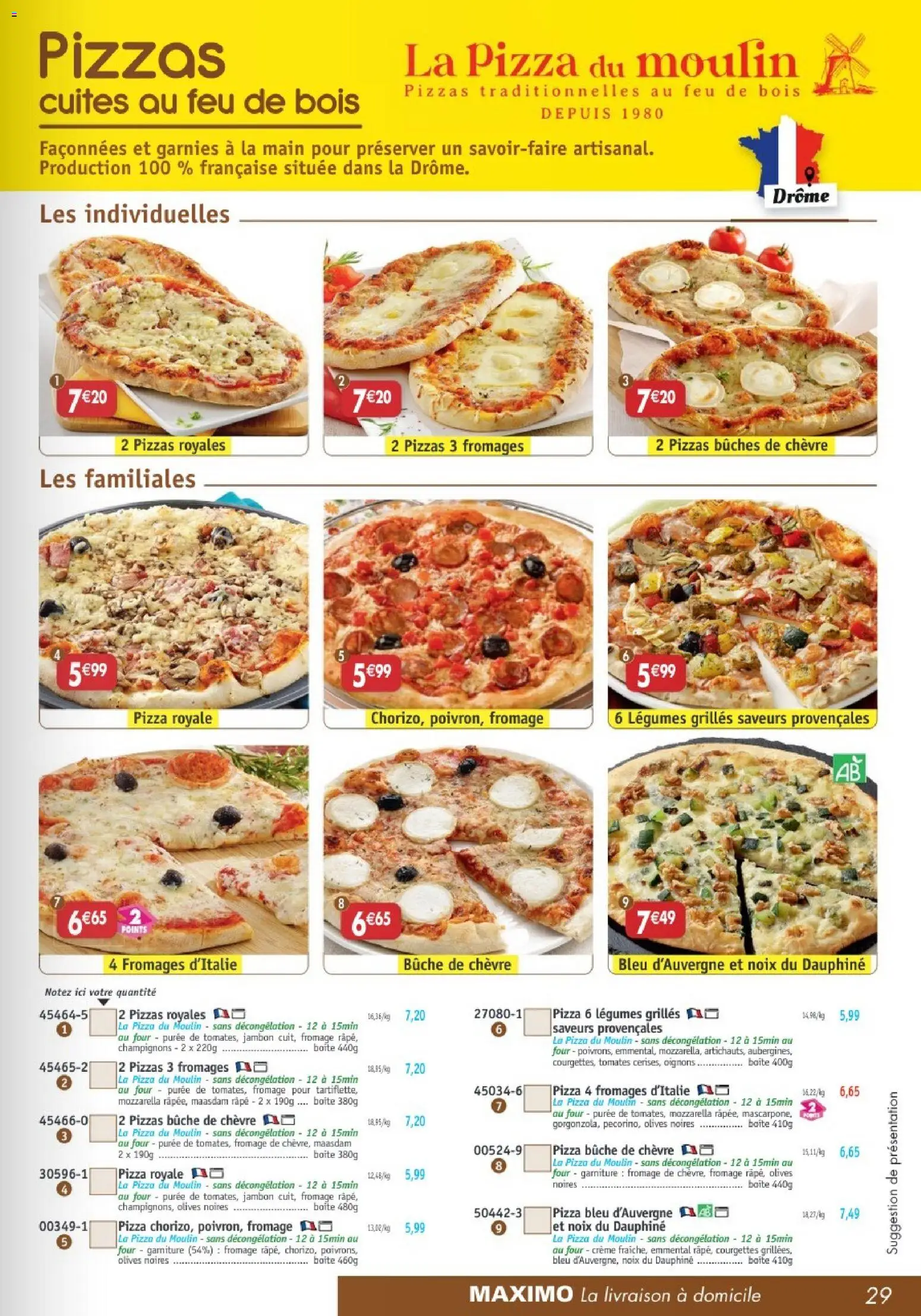 {H1} | Page: 29 | Produits: Four, Emmental, Pizza, Crème