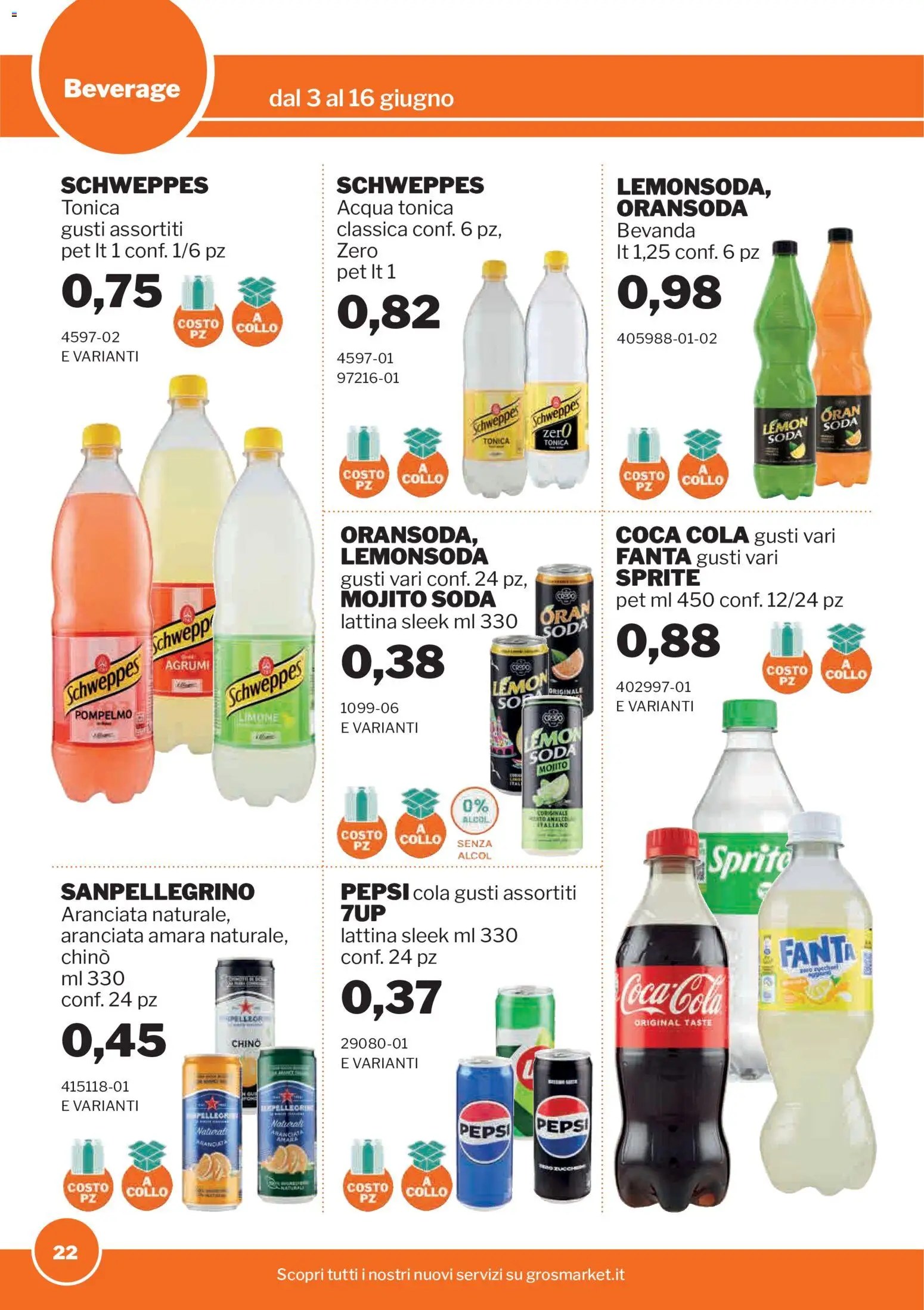 Volantino Sogegross del 03.06.2026 | Pagina: 22 | Prodotti: Pompelmo, Acqua, Limone, Pepsi