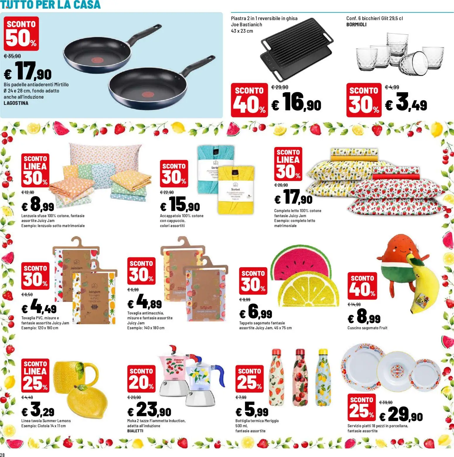 Volantino Iper del 09/07/2026 | Pagina: 28 | Prodotti: Accappatoio, Cuscino, Tovaglia, Ciotola