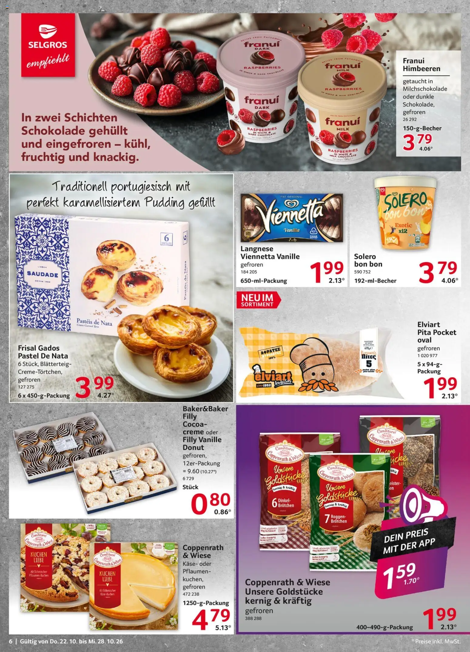 Selgros Prospekt – gültig ab 22.10.2026 | Seite: 6 | Produkte: Himbeeren, Schokolade, Vanille, Kuchen