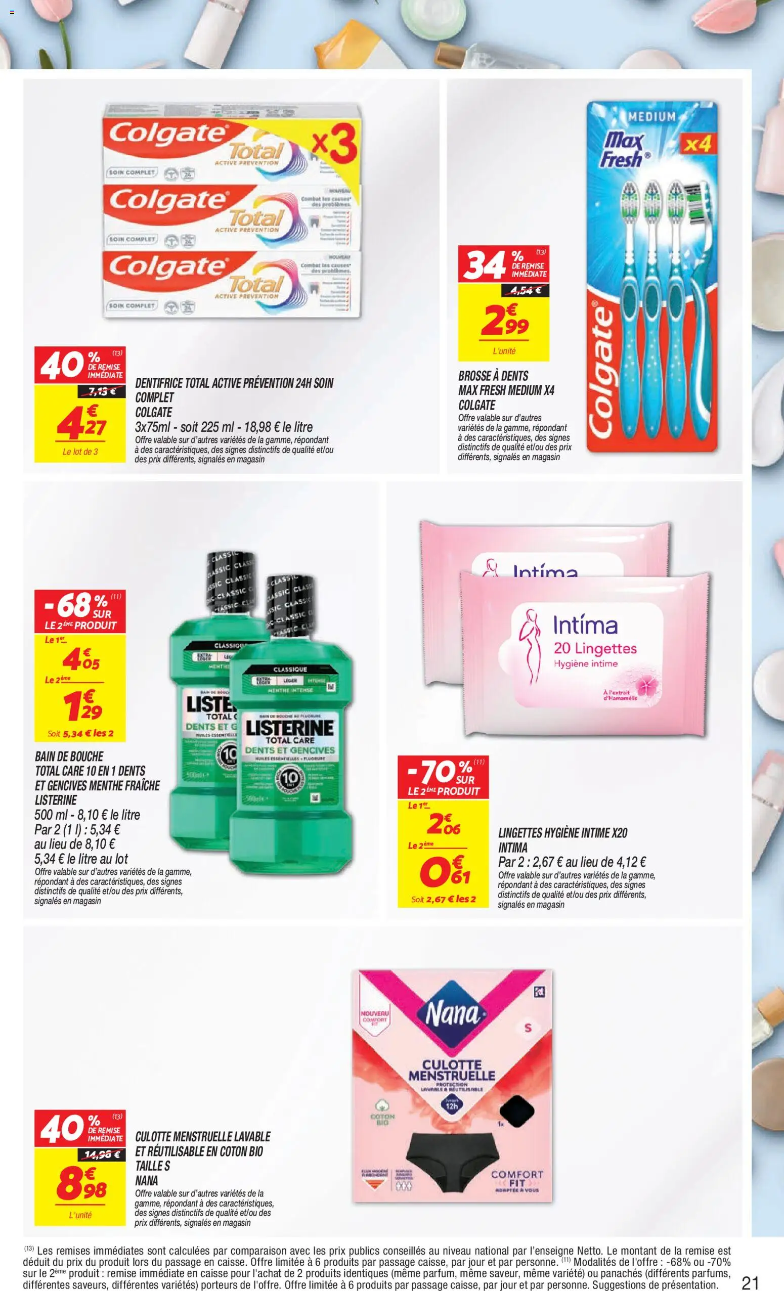 {H1} | Page: 21 | Produits: Menthe, Coton, Brosse à dents, Bain de bouche