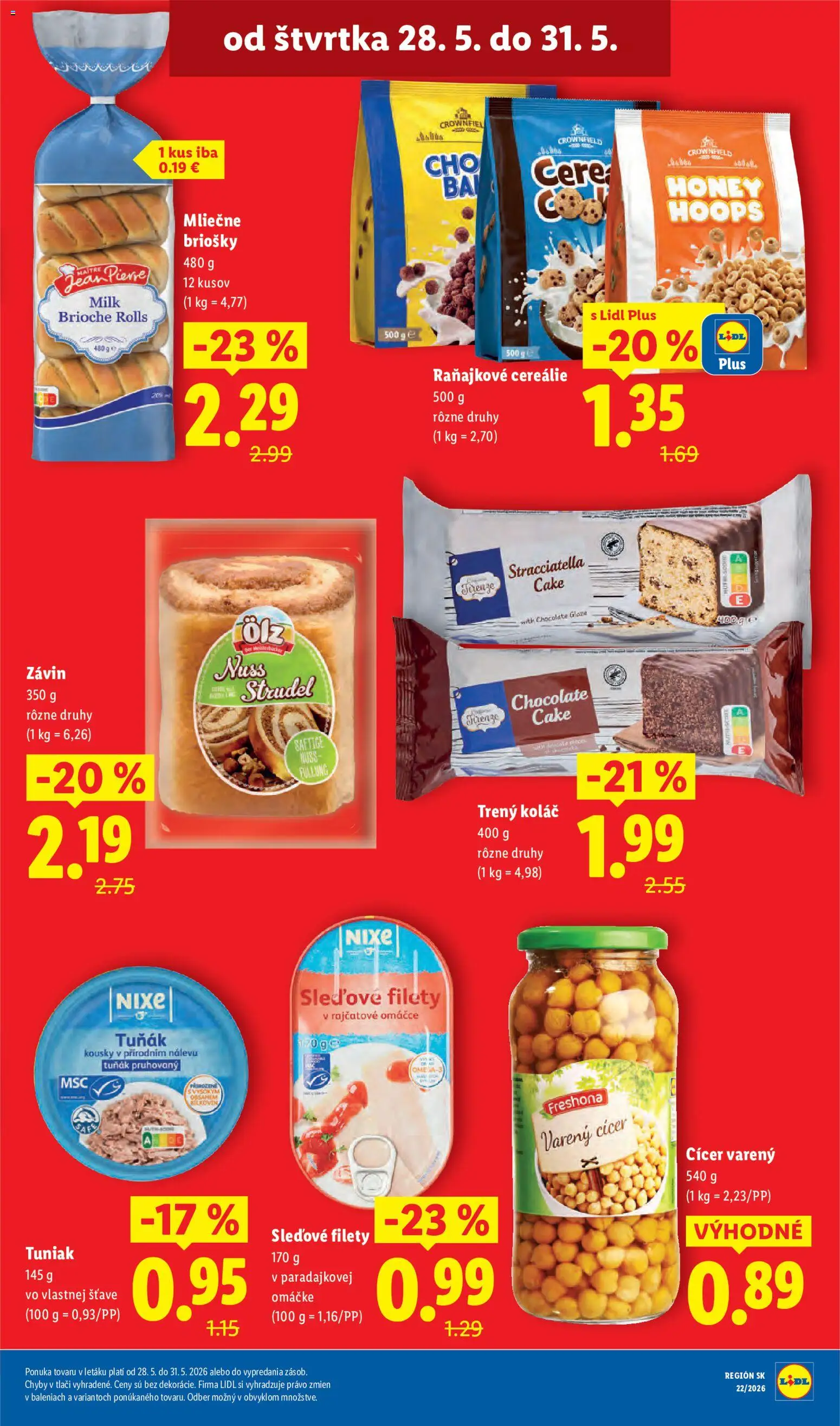Nové Lidl akcie – leták je platný od 25.05.2026 | Strana: 82 | Produkty: Tuniak, Závin, Koláč, Cereálie