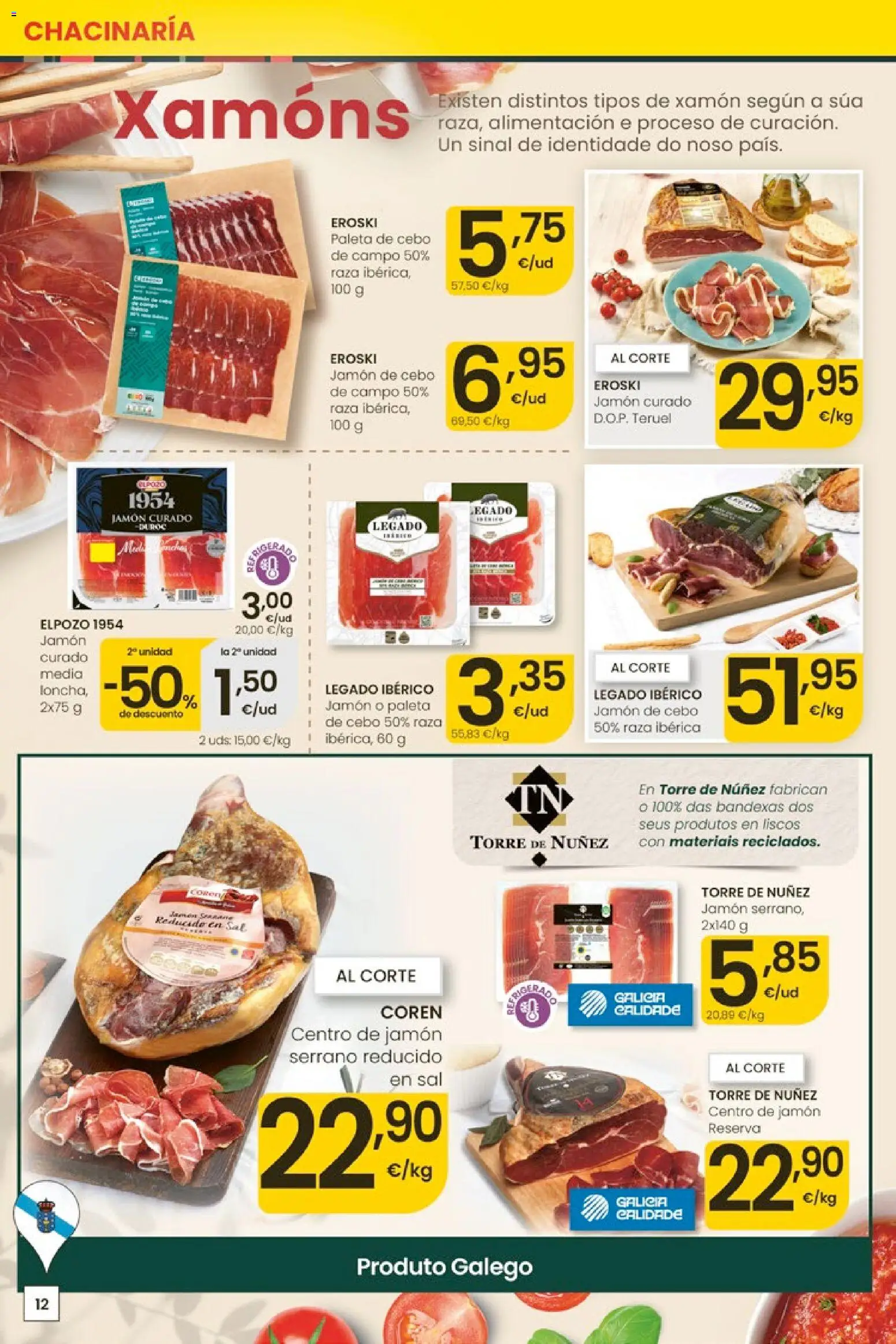 Eroski Ofertóns de verán │ válido desde el 28.05.2026 | Página: 12 | Productos: Jamón serrano, Jamón