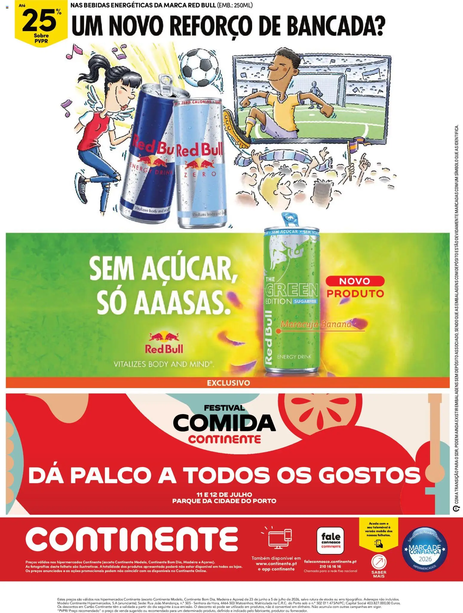 Continente Bebidas Refrescantes e Gelados │ válido de 23/06/2026 | Página: 20 | Produtos: Banana, Telemóvel, Bancada