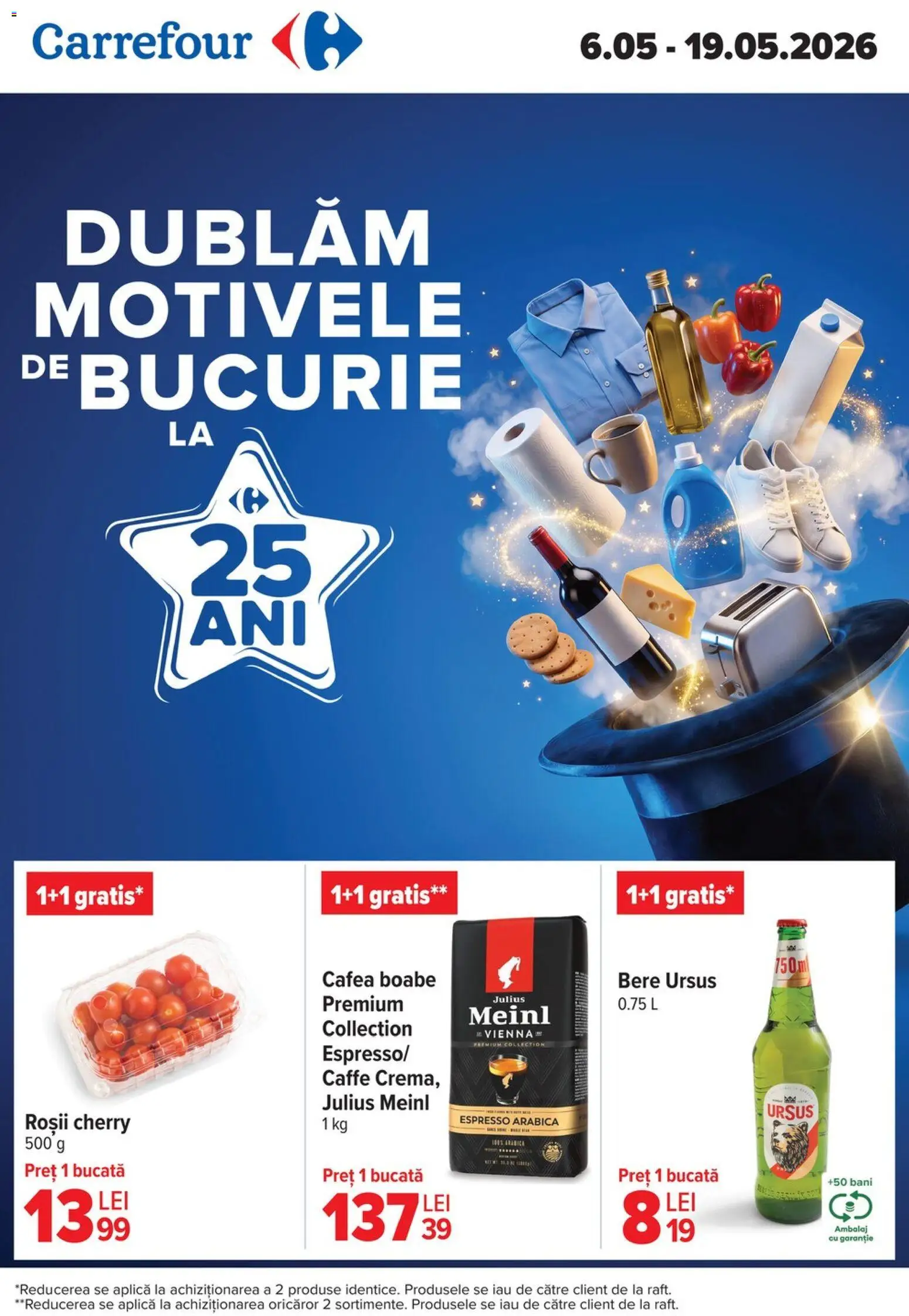 Noul catalog Carrefour – valabil de la 06.05.2026 | Pagină: 1 | Produse: Cafea, Bere, Roșii