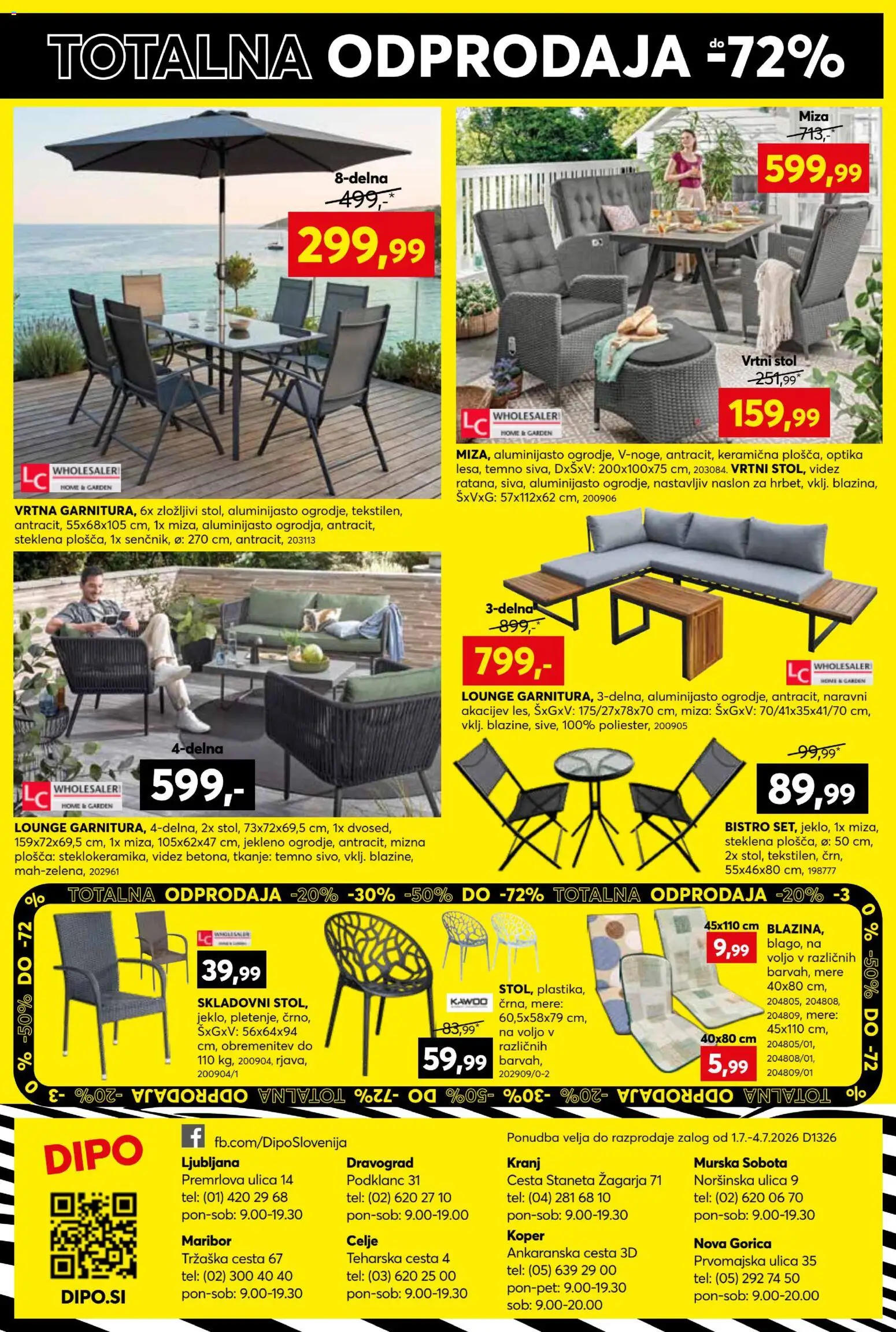 Novi Dipo katalog ponudbe – veljaven od 01.07.2026 | Stran: 16 | Izdelki: Vrtni stol, Miza, Stol