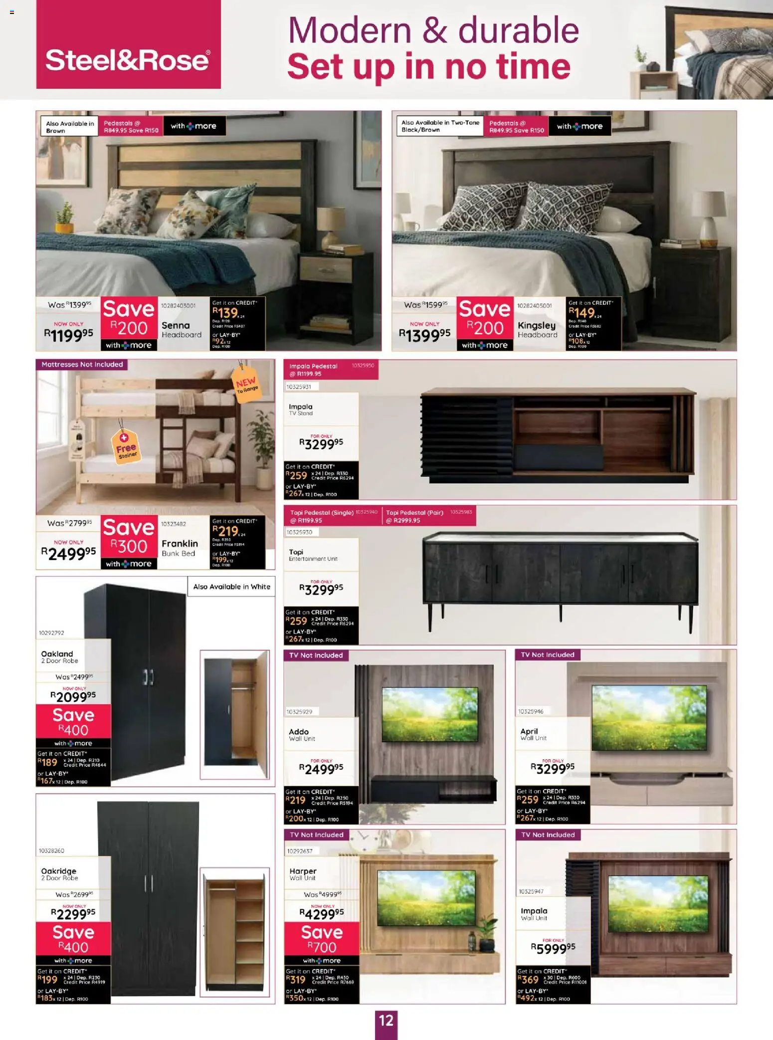 New Bradlows catalogue – valid from 17/09/2026 | Page: 12 | Products: Headboard, Bed, TV, Wall unit