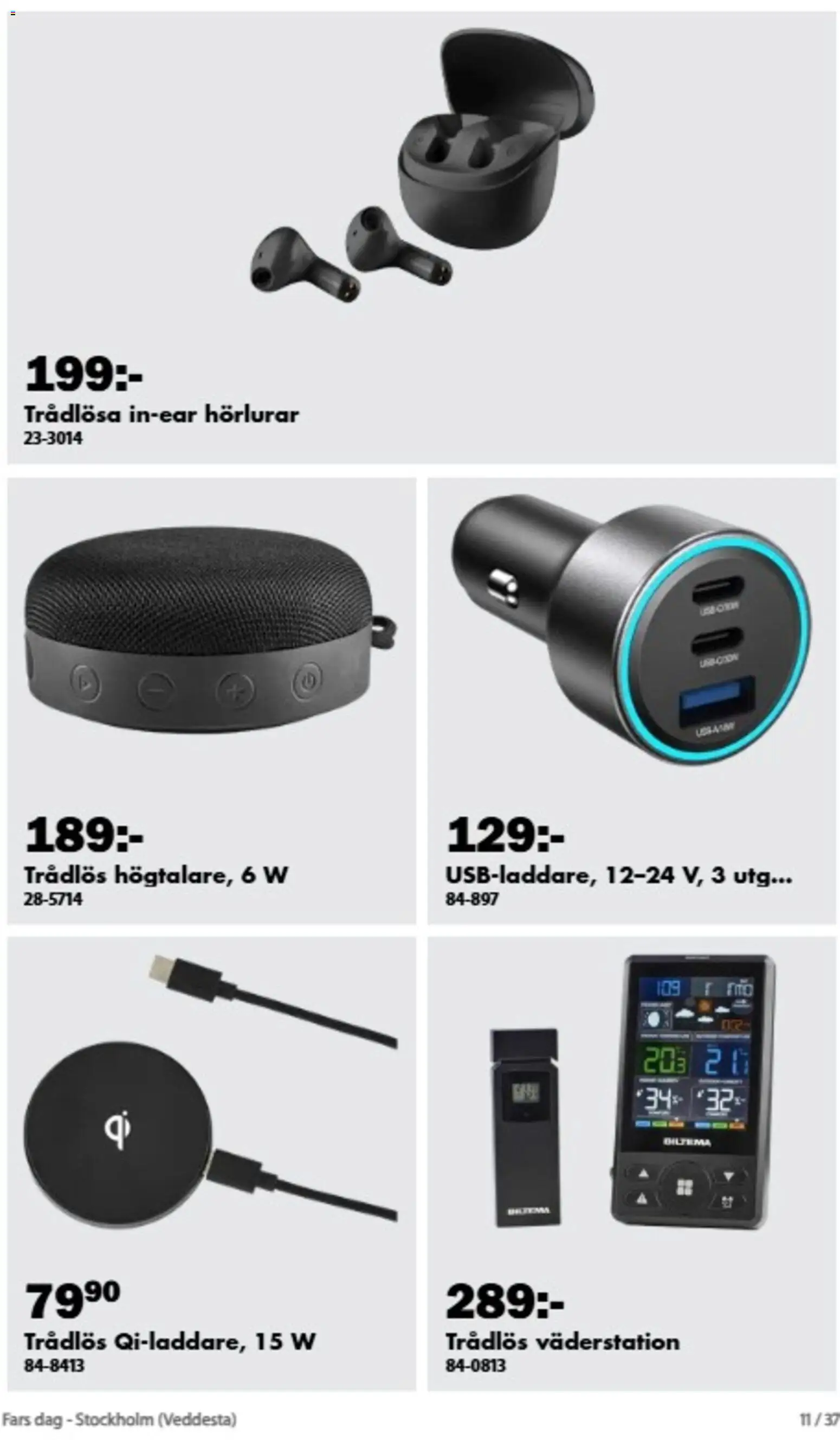 Biltema reklamblad aktuell från 26/10/2026 | Sida: 11 | Produkter: Hörlurar, Väderstation