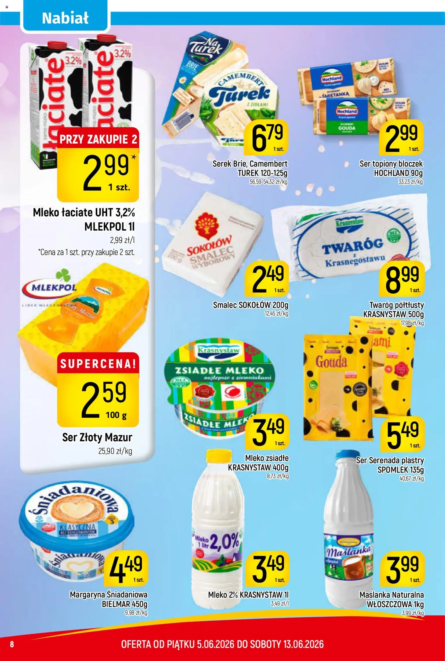 Piotruś Pan gazetka od 05.06.2026 | Strona: 8 | Produkty: Ser topiony, Zsiadłe mleko, Margaryna, Mleko