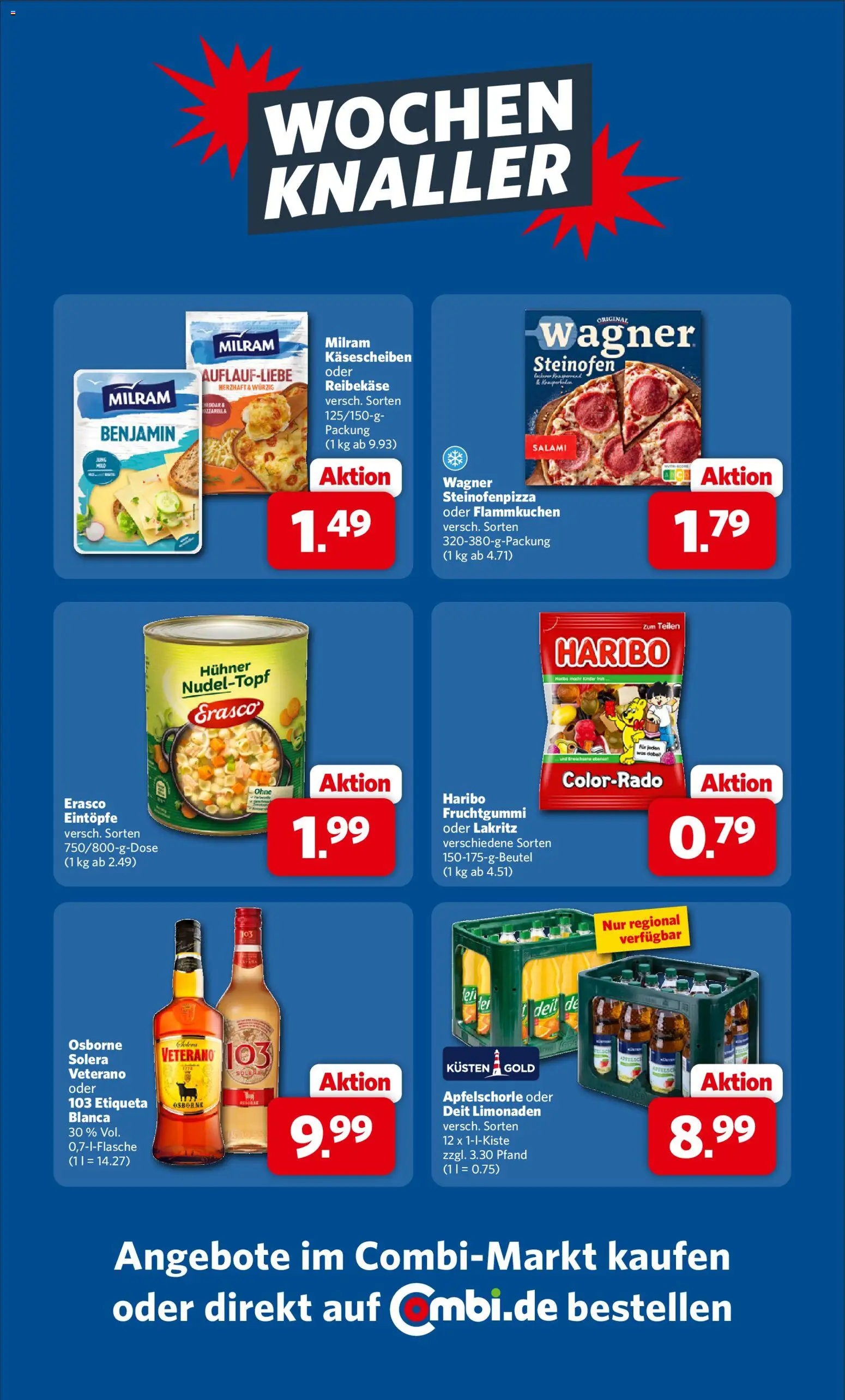 Combi Wochenknaller – gültig ab 28.06.2026 | Seite: 1 | Produkte: Osborne, Milram, Reibekase, Erasco