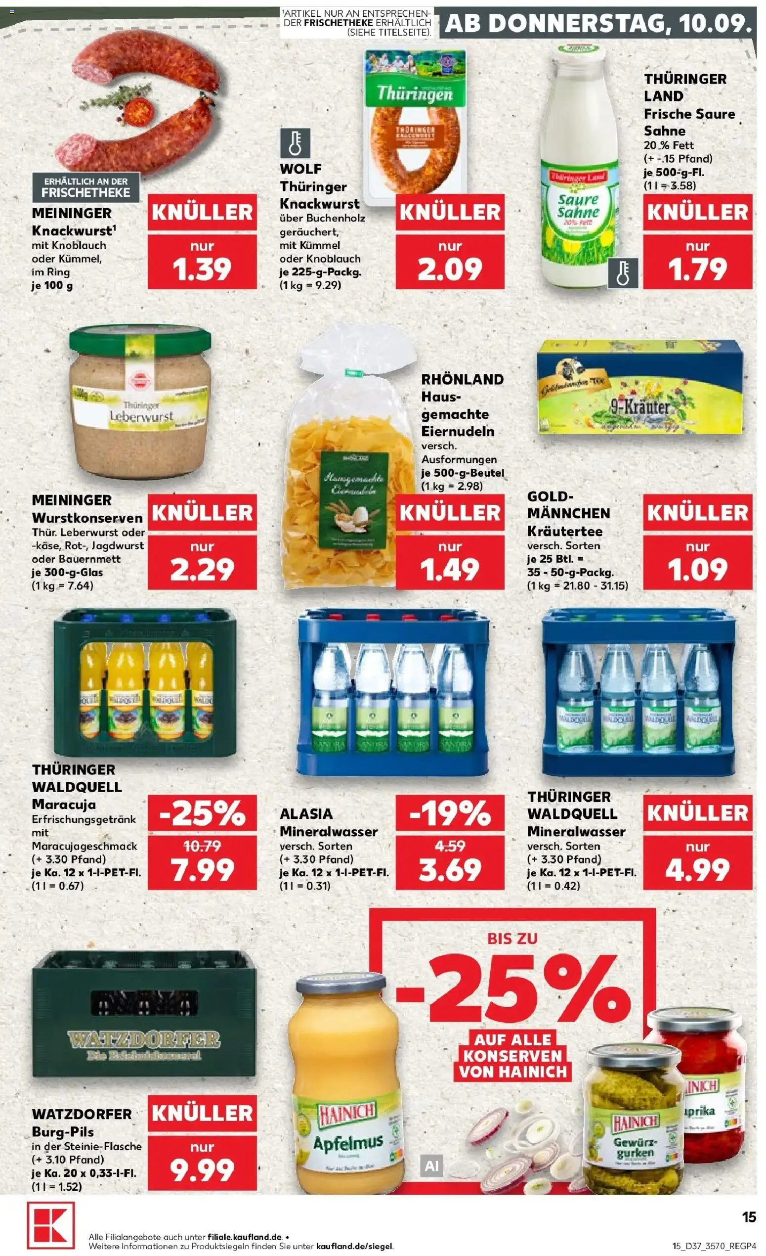 Prospekt Kaufland ab 07.09.2026 » Angebote Online zum Blättern | Seite: 24 | Produkte: Mineralwasser, Kräutertee, Knoblauch, Sahne