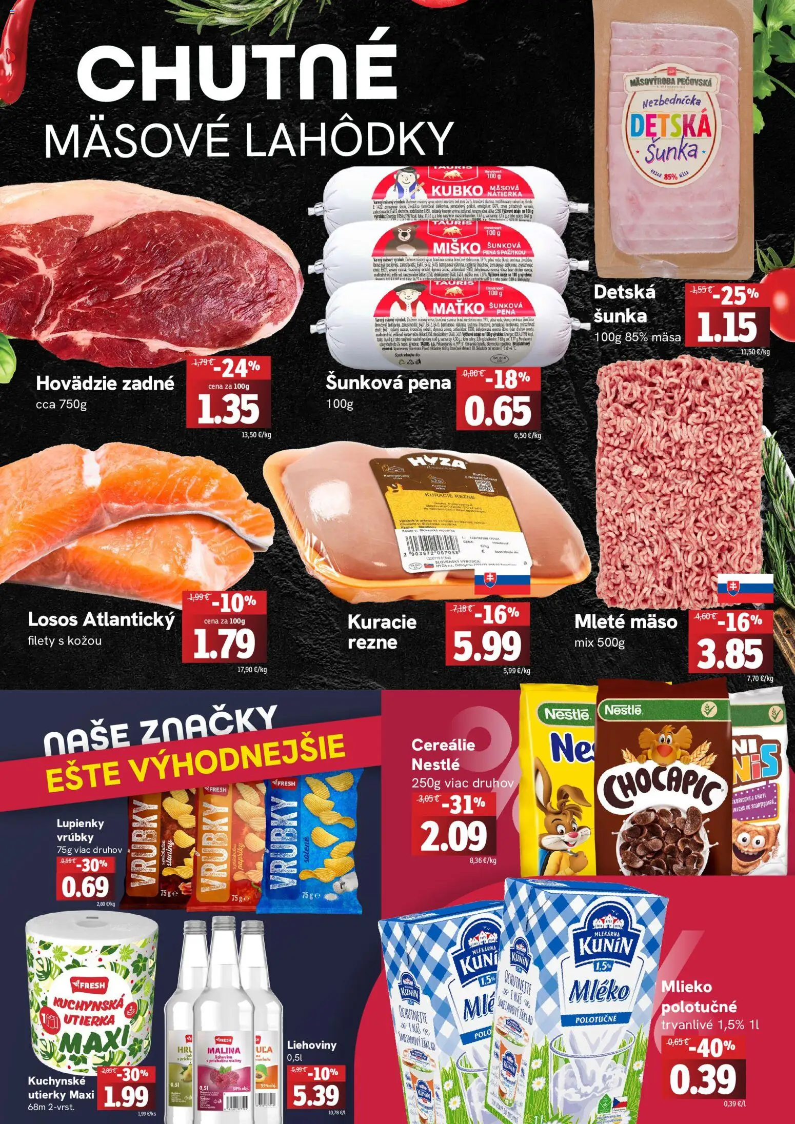 Nové Fresh akcie – leták je platný od 03.09.2026 | Strana: 2 | Produkty: Mlieko, Šunka, Kuracie rezne, Losos