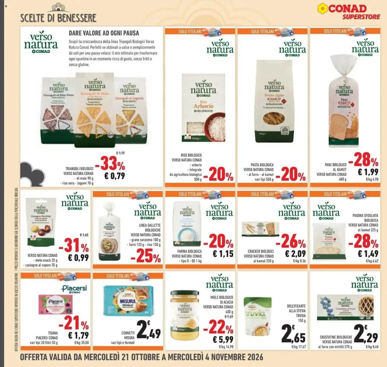 Anteprima volantino Conad dal 21/10/2026 prossima settimana | Pagina: 28 | Prodotti: Tisana, Pane, Pasta, Farro