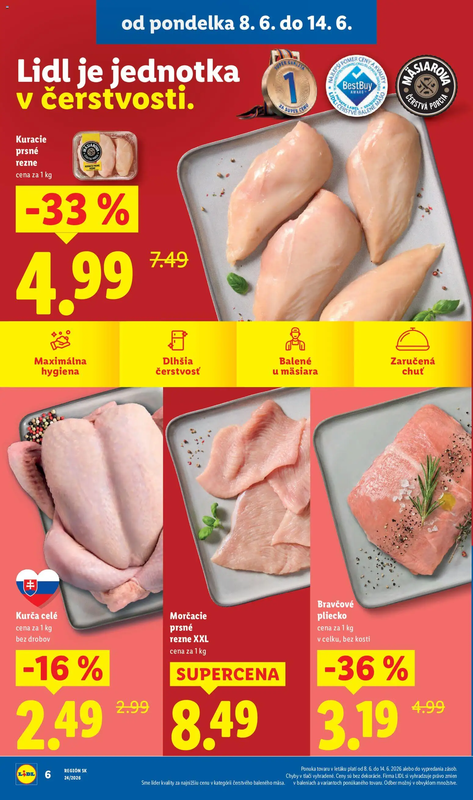 Nové Lidl akcie – leták je platný od 08.06.2026 | Strana: 16 | Produkty: Kurča