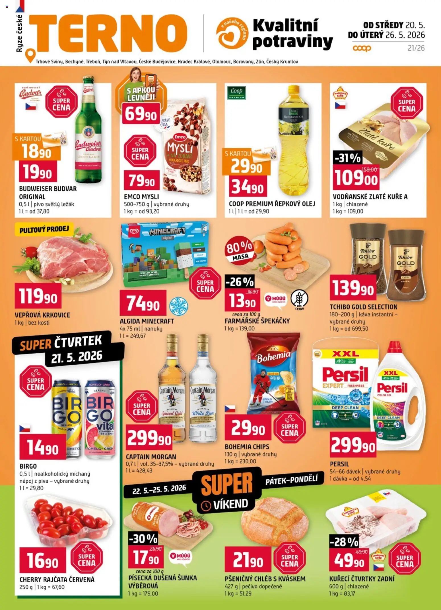 Terno leták od 20.05.2026 | Strana: 1 | Produkty: Kuřecí čtvrtky, Rýže, Potraviny, Krkovice