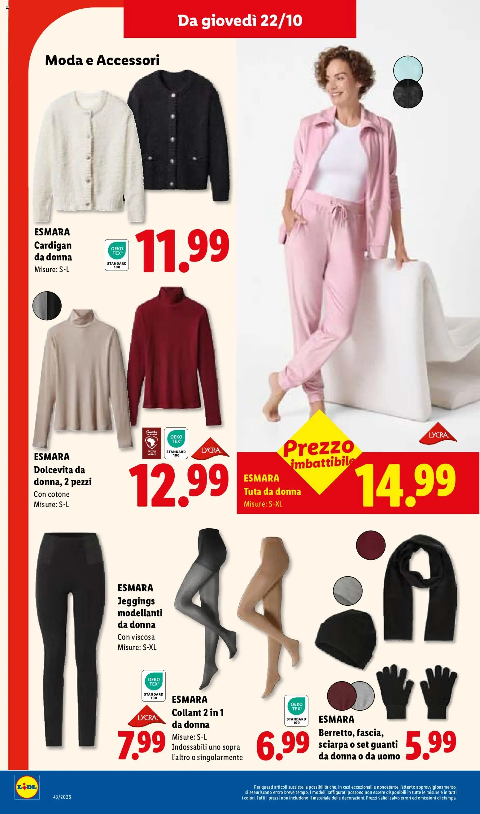 Volantino Lidl del 22/10/2026 | Pagina: 32 | Prodotti: Sciarpa, Guanti, Cardigan, Collant