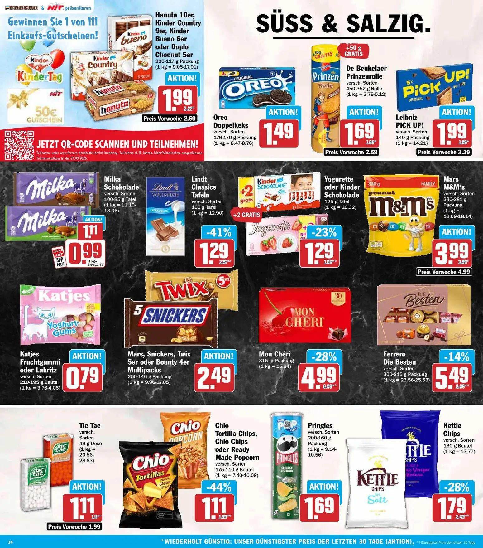 HIT Prospekt – gültig ab 14.09.2026 | Seite: 14 | Produkte: Tortillas, Yogurette, Pringles, Popcorn