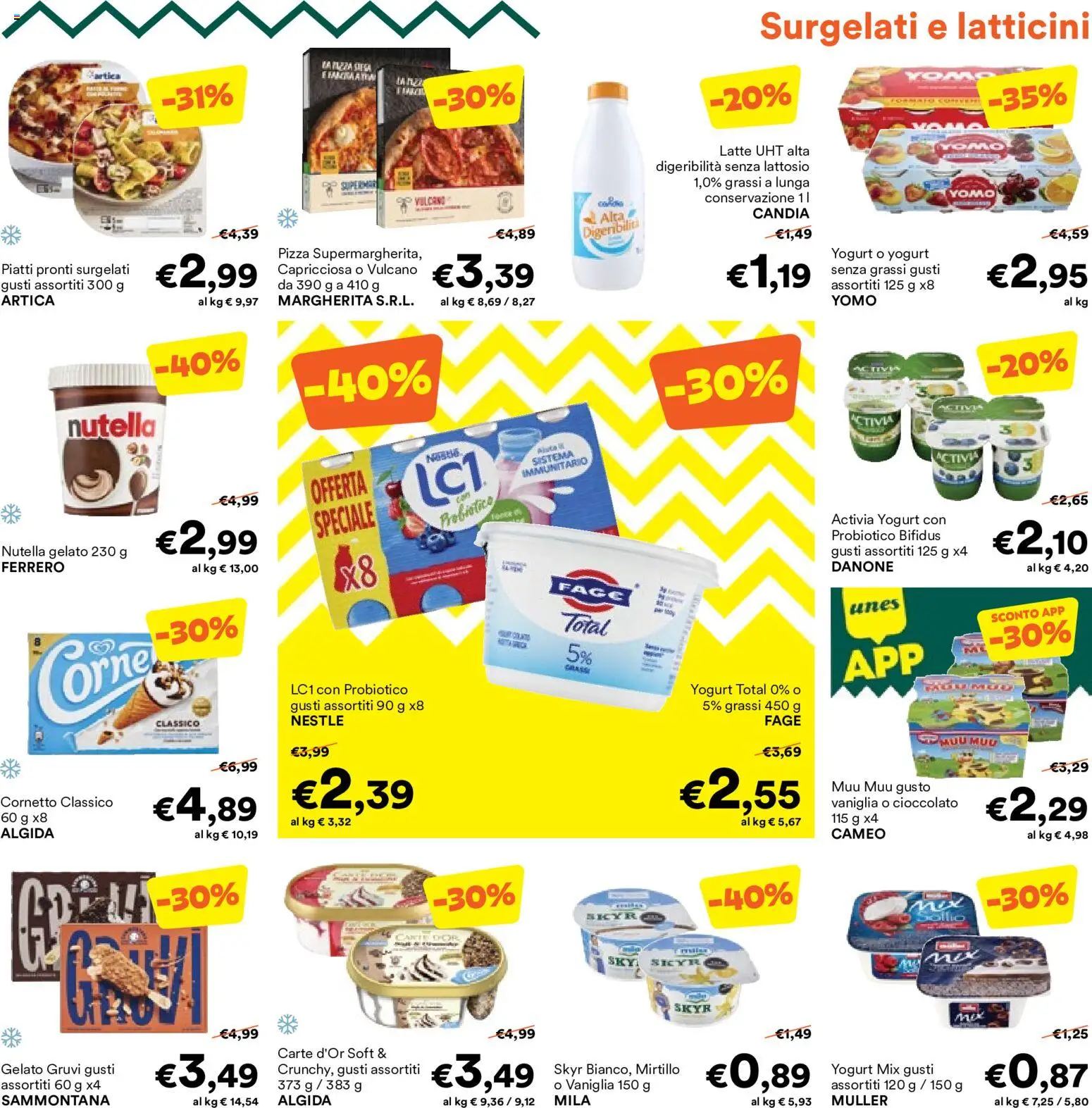 Volantino Unes del 06.05.2026 | Pagina: 5 | Prodotti: Yogurt, Cioccolato, Gelato, Nutella