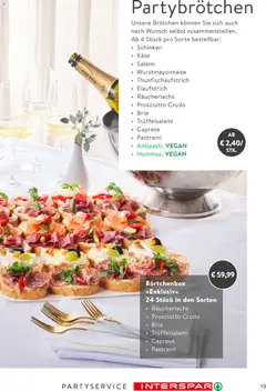 Interspar Partyservice ab 01.06.2026 gültig | Seite: 19 | Produkte: Käse, Salami, Schinken