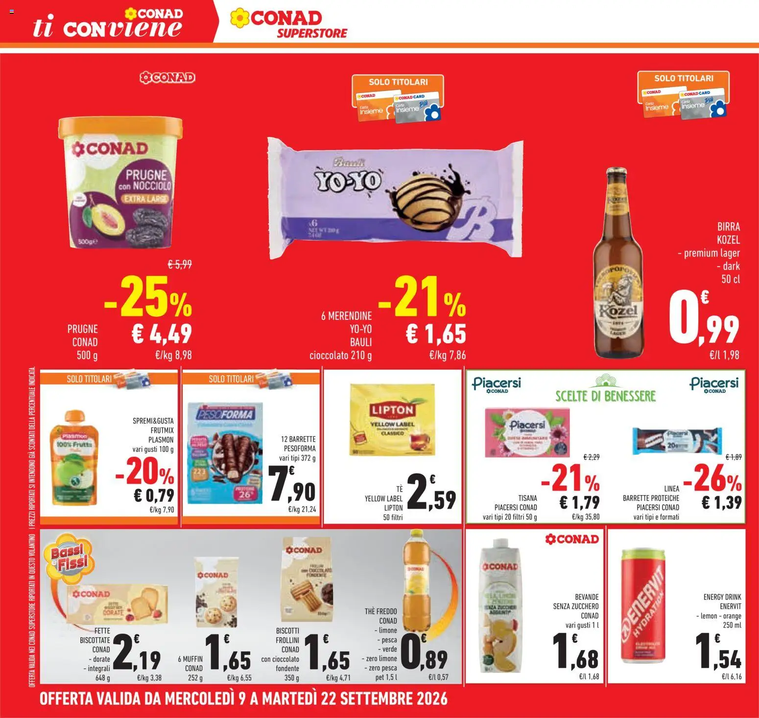 Volantino Conad del 09/09/2026 | Pagina: 24 | Prodotti: Tisana, Cioccolato, Bevande, Muffin