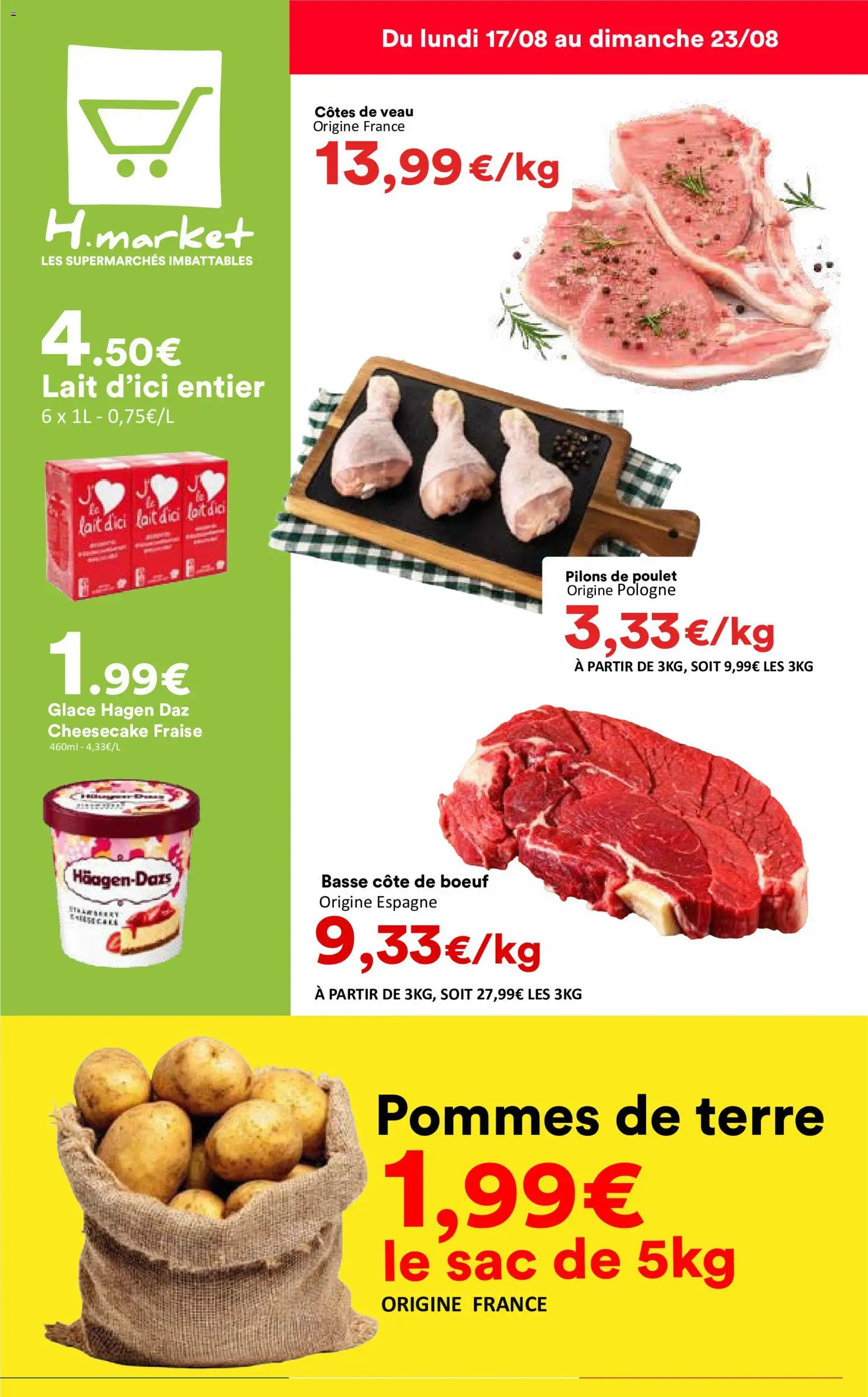 {H1} | Page: 1 | Produits: Cheesecake, Sac, Poulet, Basse côte de bœuf