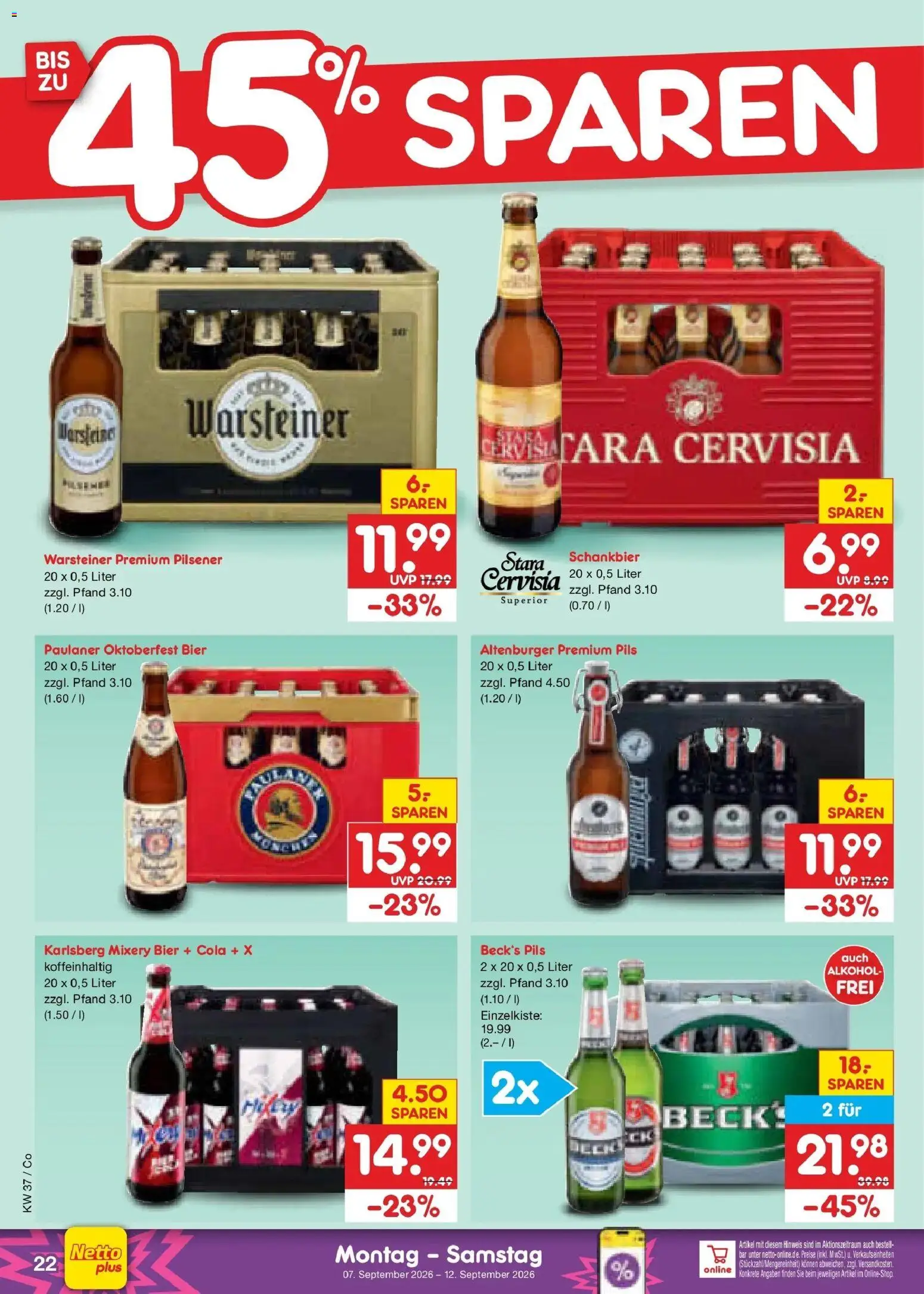 Netto Marken-Discount Prospekt Leipzig – gültig ab 07.09.2026 | Seite: 30 | Produkte: Bier, Alkohol, Mixery, Paulaner