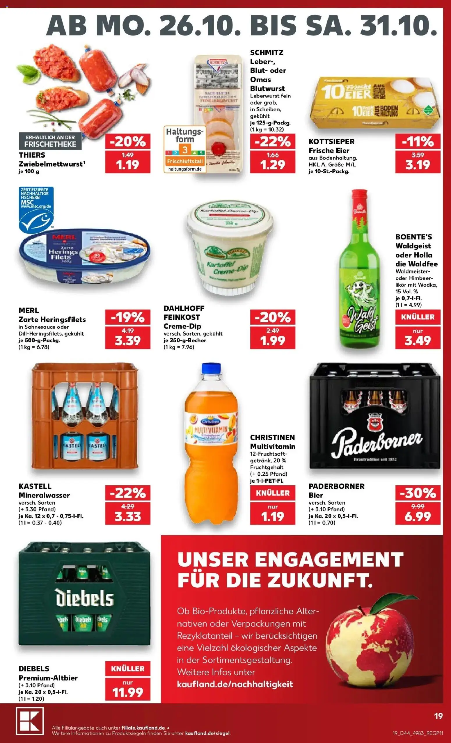 Prospekt Kaufland ab 26.10.2026 » Angebote Online zum Blättern | Seite: 23 | Produkte: Eier, Likör, Mineralwasser, Diebels