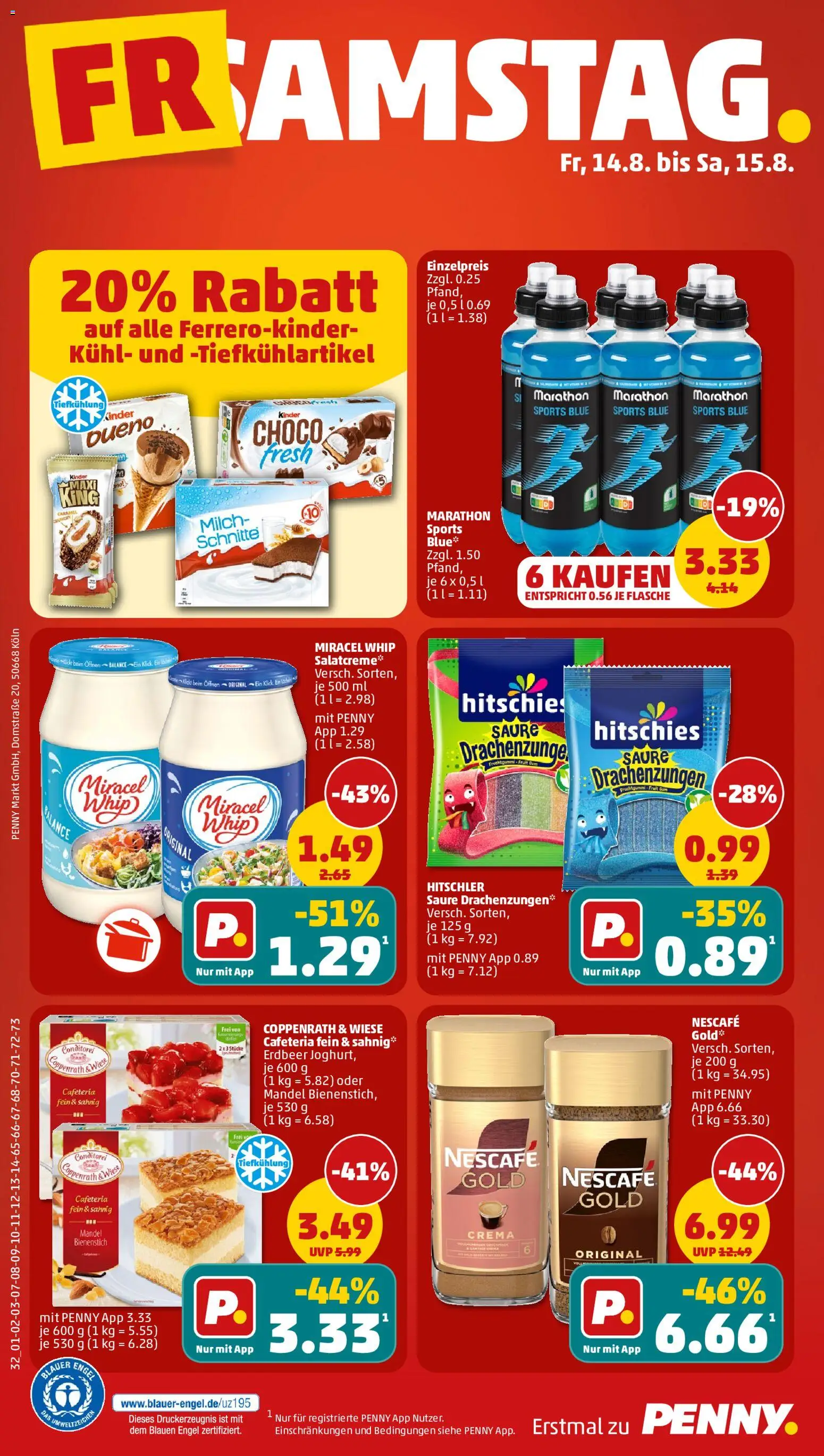 Penny Prospekt – gültig ab 10.08.2026 | Seite: 36 | Produkte: Nescafe, Milch, Kinder bueno, Eis