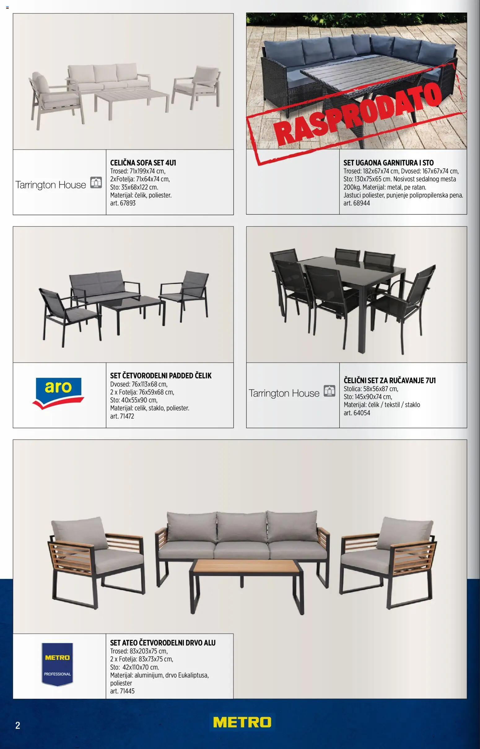 Metro katalog - važi od 01.05.2026 | Strana: 2 | Proizvode: Sofa, Sto, Trosed, Ugaona garnitura