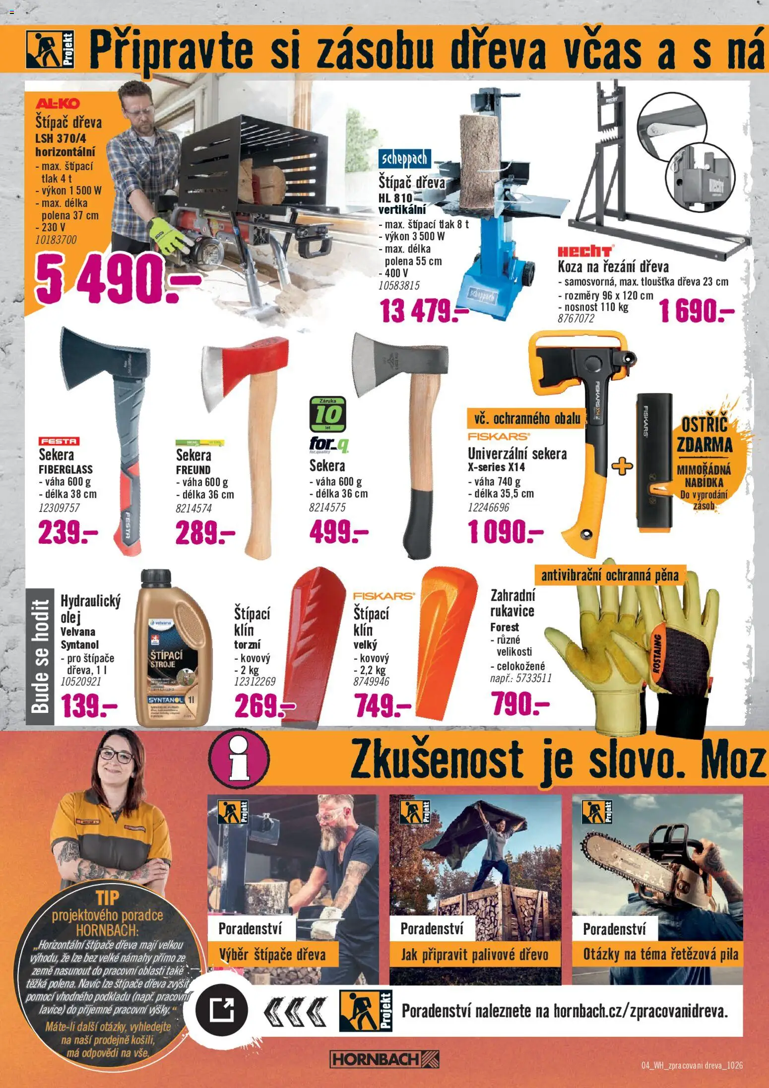 HORNBACH leták - Zpracování dřeva od 30.09.2026 | Strana: 4 | Produkty: Olej, Sekera, Rukavice, Lavice