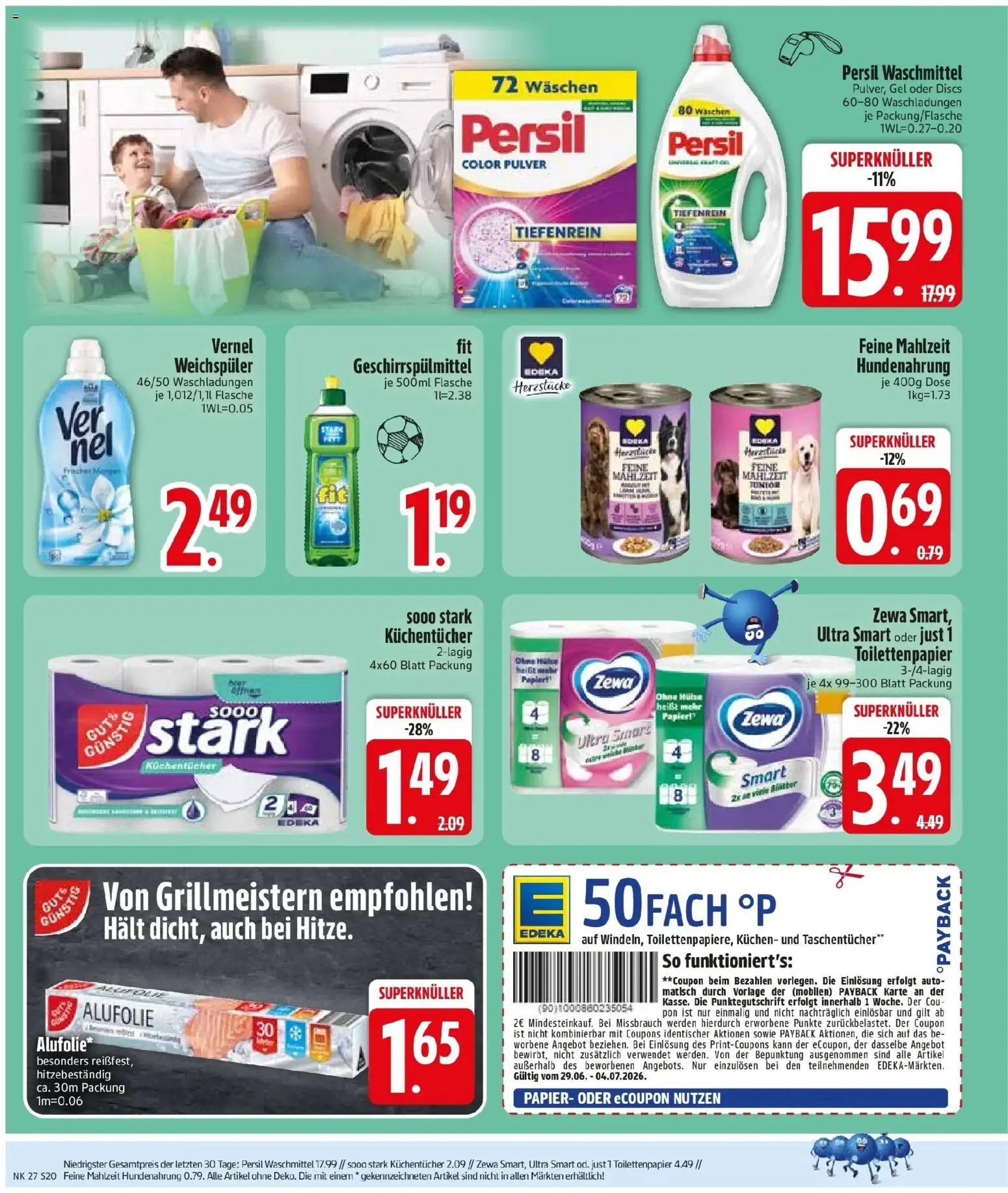 Edeka - EDEKA: Wochenangebote – gültig ab 28.06.2026 | Seite: 22 | Produkte: Weichspüler, Waschmittel, Geschirrspülmittel, Toilettenpapier