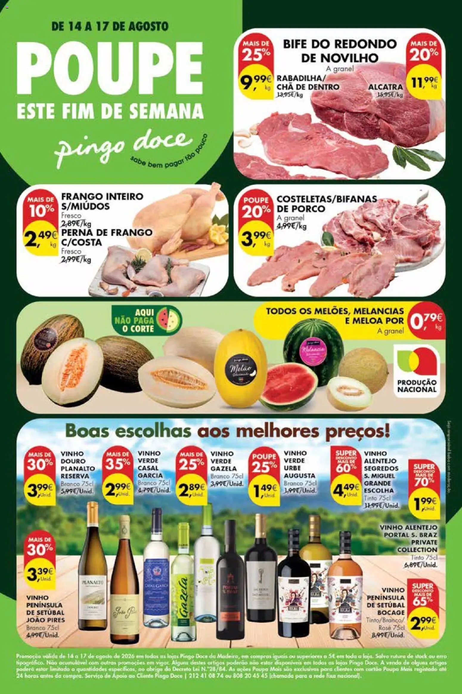 Pingo Doce Poupe este Fim de Semana Madeira │ válido de 14/08/2026 | Página: 1 | Produtos: Frango, Chá, Melão, Bife