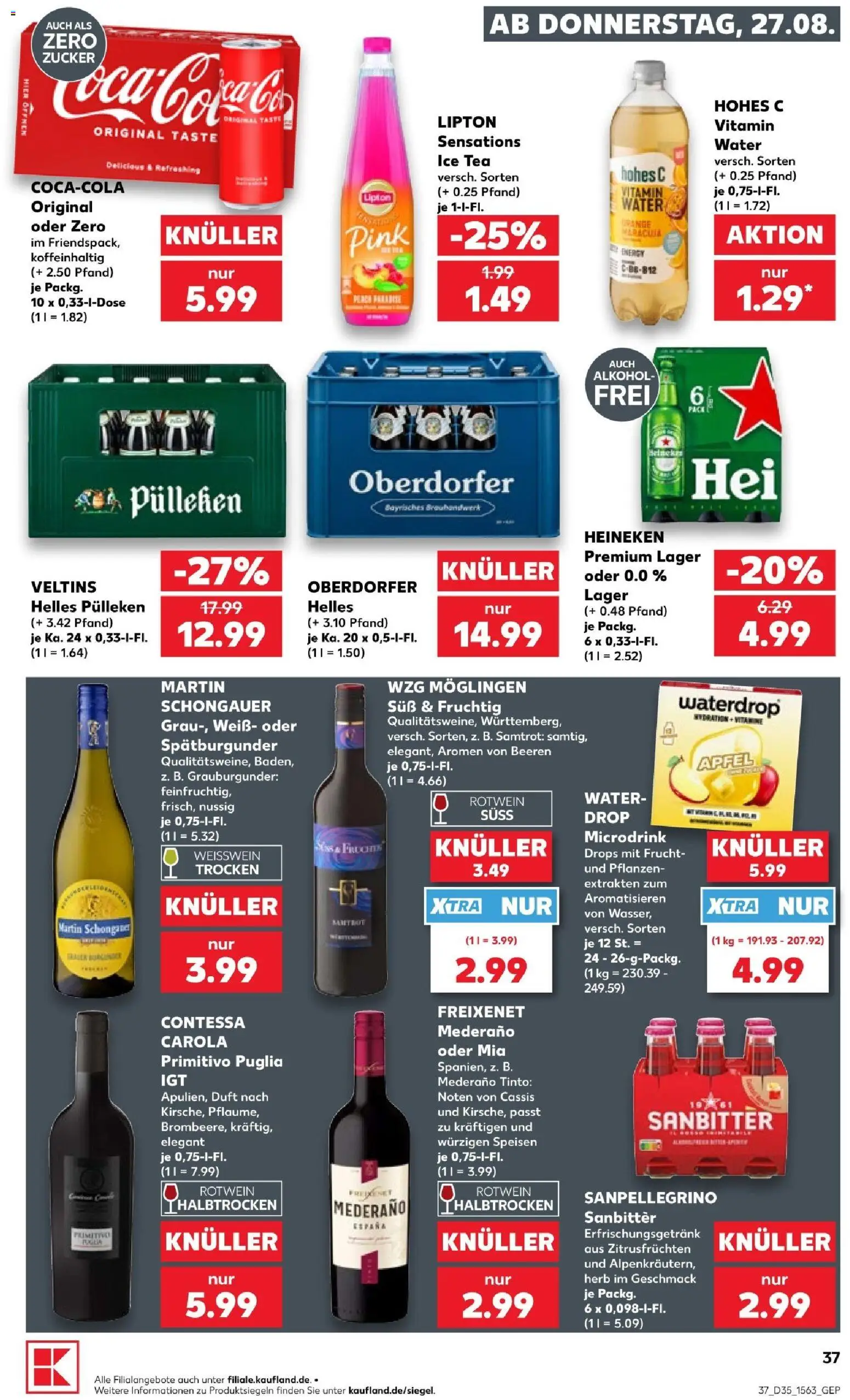 Kaufland Prospekt Kiel – gültig ab 27.08.2026 | Seite: 37 | Produkte: Energy, Rotwein, Zucker, Veltins