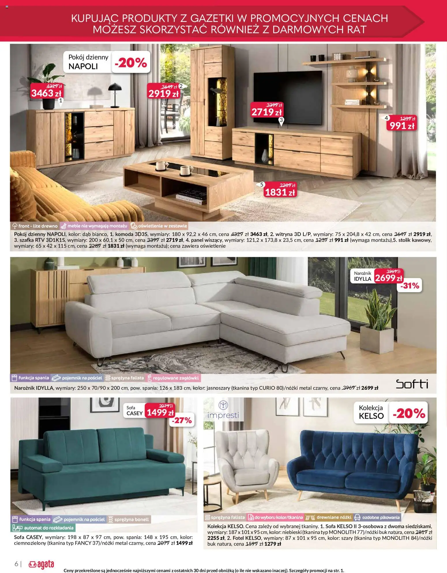 Salony Agata gazetka od 09.06.2026 | Strona: 6 | Produkty: Komoda, Sofa, Fotel, Witryna