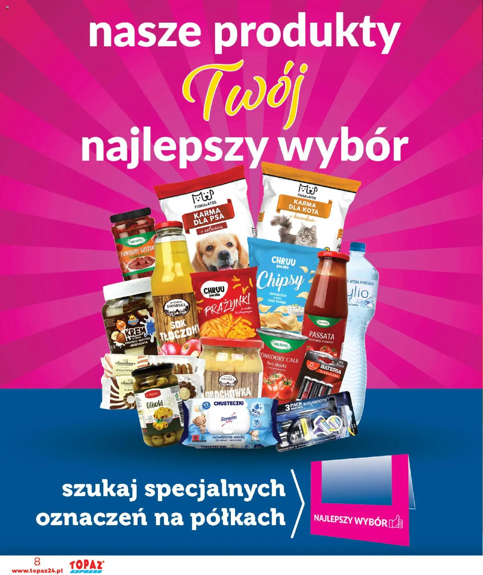 Topaz gazetka - Express od 07.05.2026 | Strona: 8 | Produkty: Bateria, Pomidory, Krem, Woda
