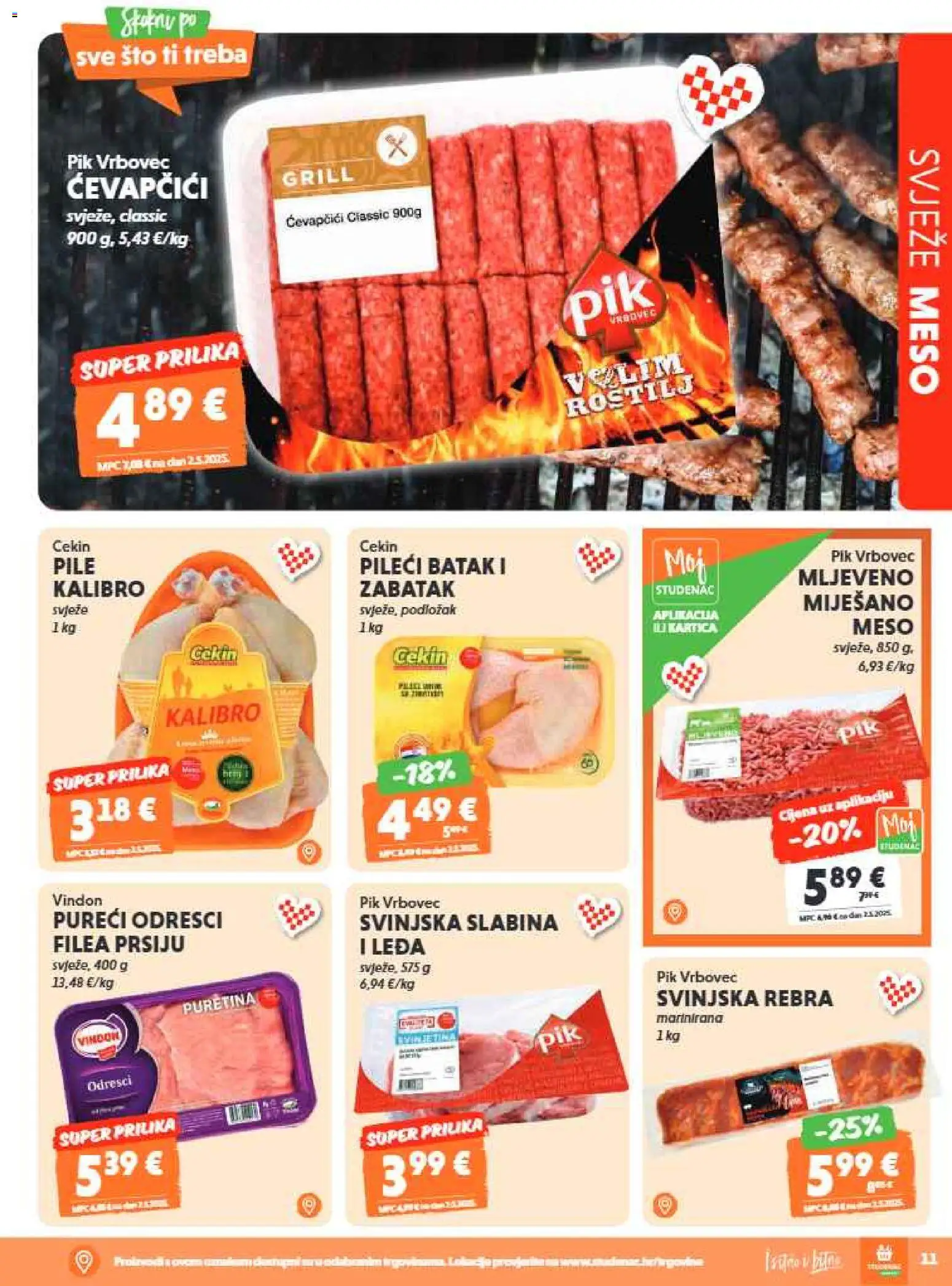Studenac katalog | vrijedi od 01.07.2026 | Stranica: 11 | Proizvodi: Roštilj, Puretina, Meso, Ćevapčići