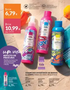 Pré-visualização 2-em-1 Champô & Condicionador Frutado, A pink bottle with an 'AVON kids 2-em-1 Champô & Condicionador Frutado' label. válido de 01/06/2026 | Página: 172