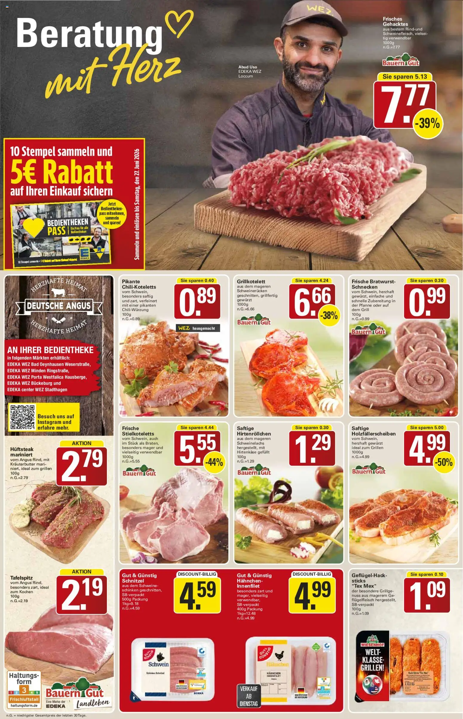 WEZ Prospekt 	 – gültig ab 04.04.2026 | Seite: 4 | Produkte: Bratwurst, Kräuterbutter, Schweinerucken, Schinken