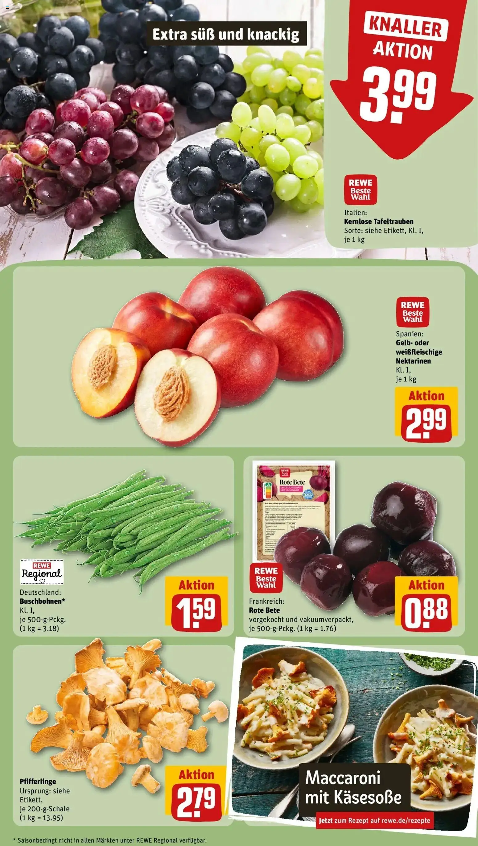 REWE Prospekt ab 31.08.2026 zum Blättern » Angebote | Seite: 6 | Produkte: Nektarinen, Pfifferlinge
